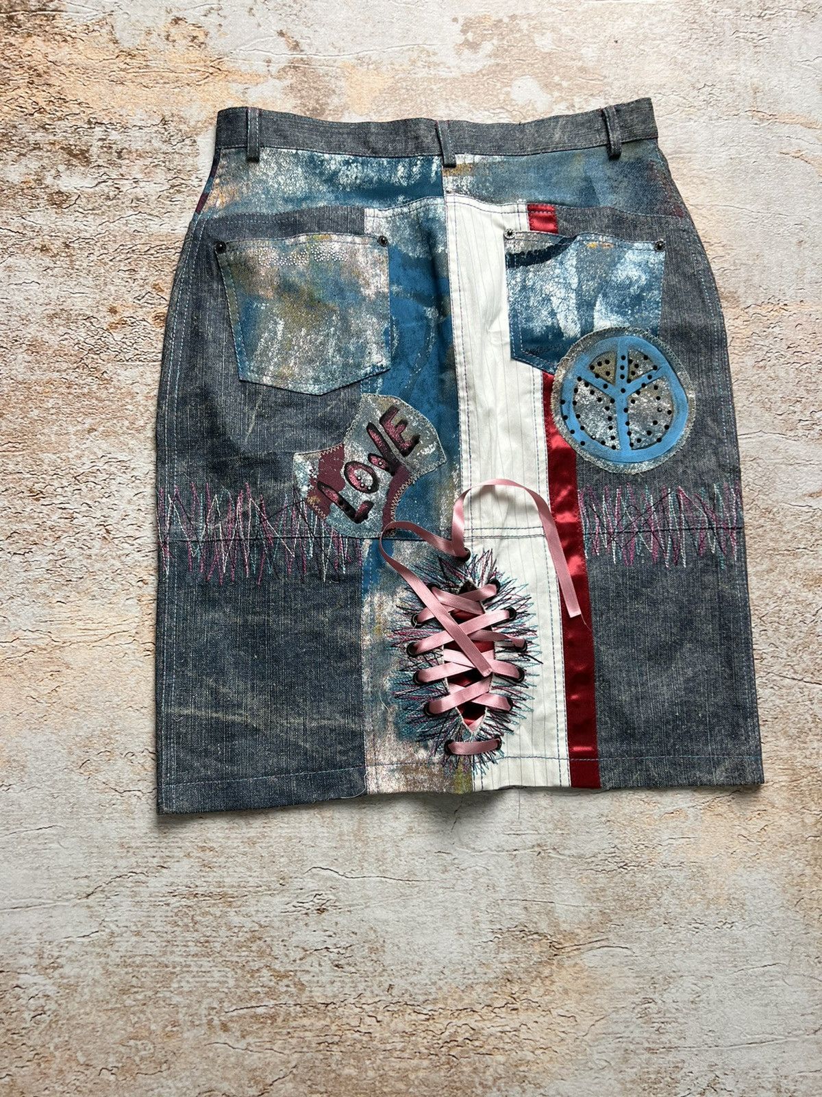 Vintage Vintage patchwork denim skirt Size 28" / US 6 / IT 42 - 4 Thumbnail