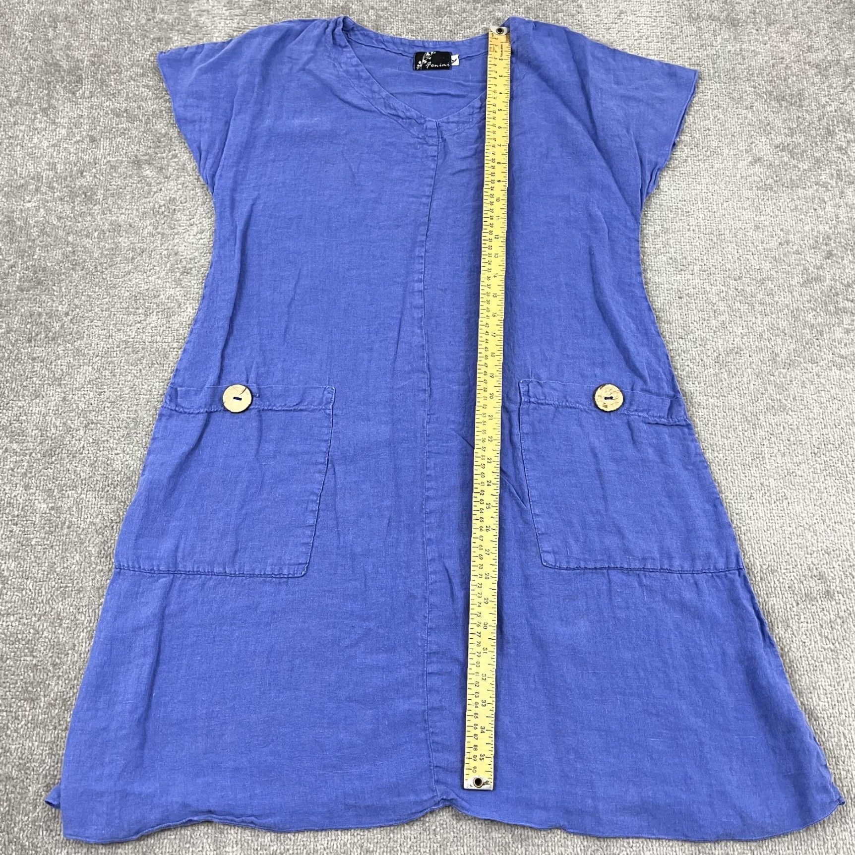 Fenini Dress Womens Medium / Large Blue Linen Pockets Lagenlook Boho -  www.stlouis.ac.tz