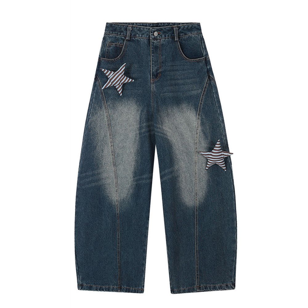 Japanese Brand × Jean Men's street trend wide leg star decorated scimitar jeans Size US 32 / EU 48 - 1 Thumbnail