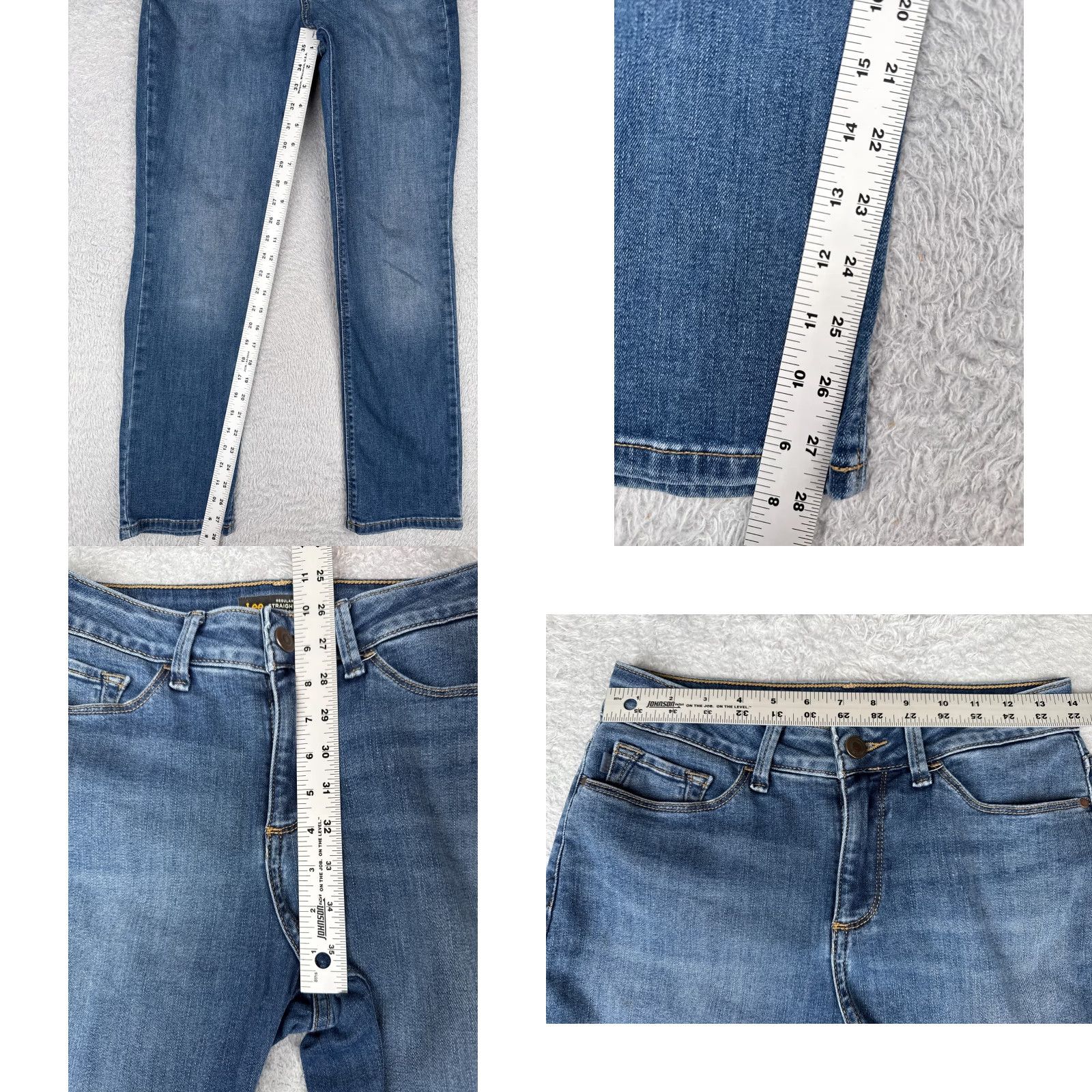 Lee Lee Jeans Junior 3 Blue Denim Regular Fit Straight Leg Mid Rise 27x28 Size 26" / US 2 / IT 38 - 8 Thumbnail