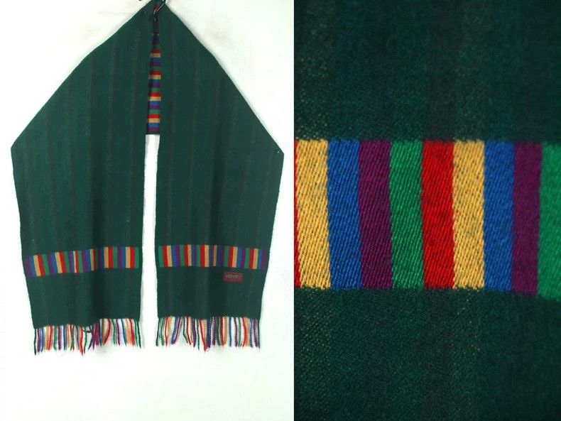 Kenzo KENZO Rainbow striped dark green wool scarf Size ONE SIZE - 1 Thumbnail