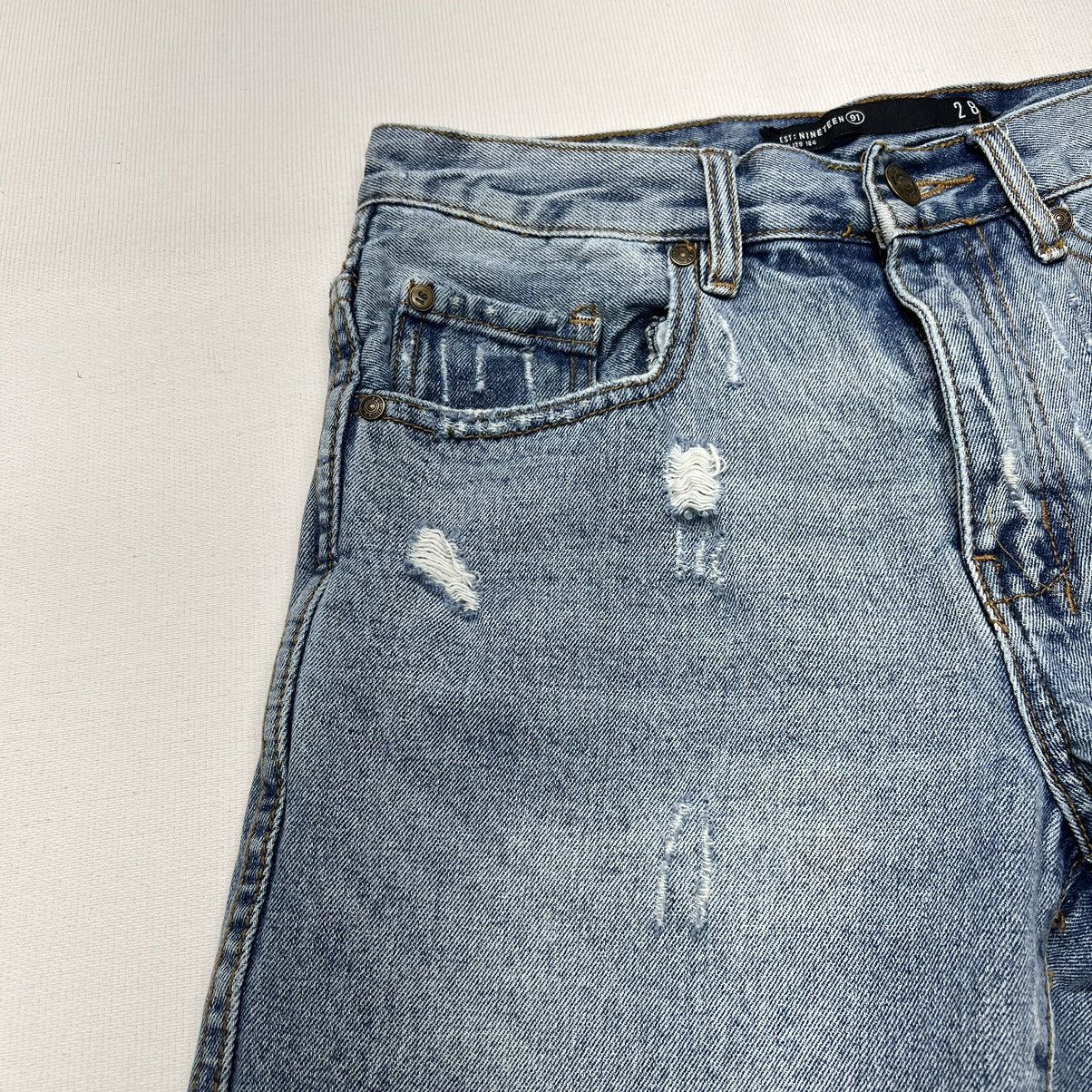 Cotton On Cotton On Jean Shorts Blue 90s Denim Distressed Ripped Faded Size US 28 / EU 44 - 4 Thumbnail