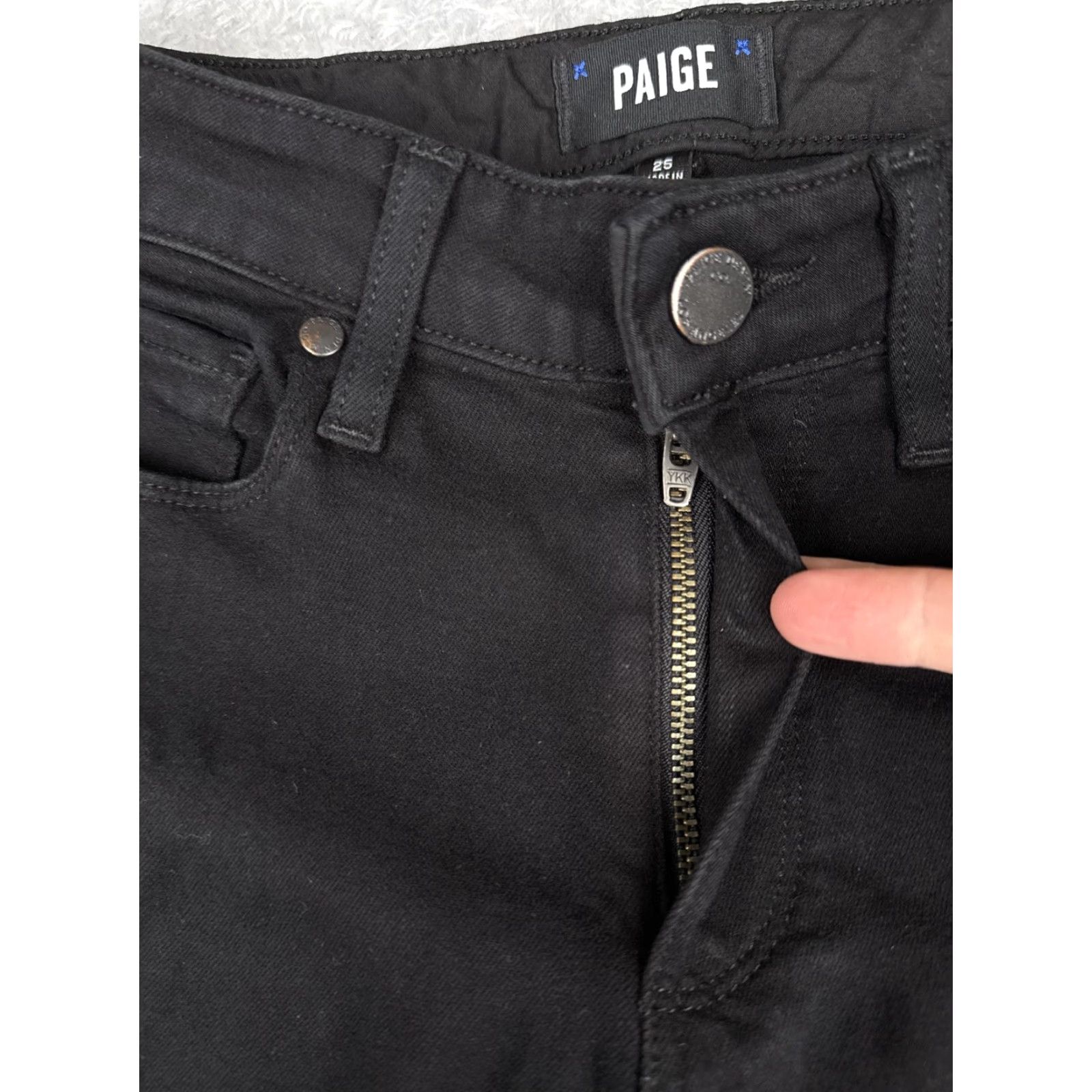 Paige Paige Jeans Womens Hoxton Ankle High Rise Skinny 25 Black Raw Hem Made USA Size 42" / US 20 - 5 Thumbnail