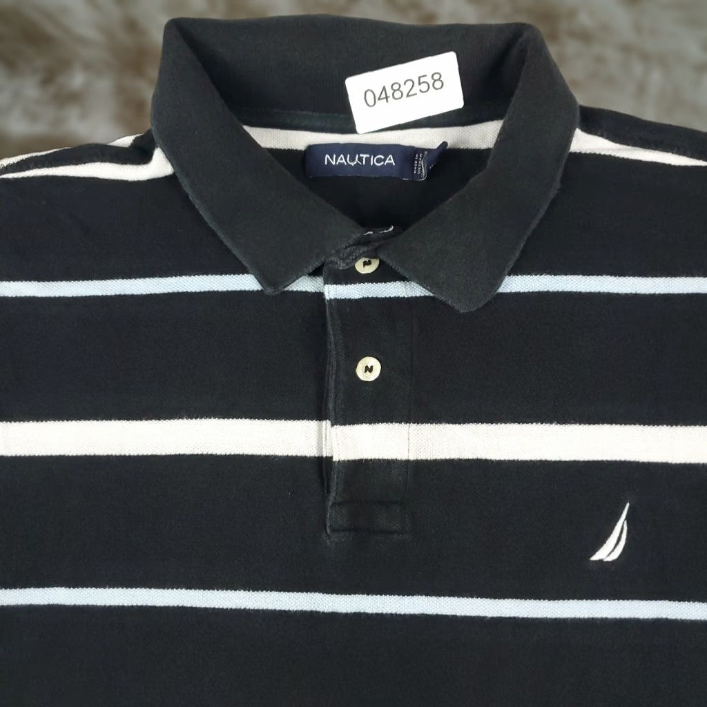 Nautica Nautica Polo Shirt Mens Large Black White Striped Short Sleeve Casual Polo Shirt - Nautica Classic Preppy Sport Size US L / EU 52-54 / 3 - 1 Thumbnail