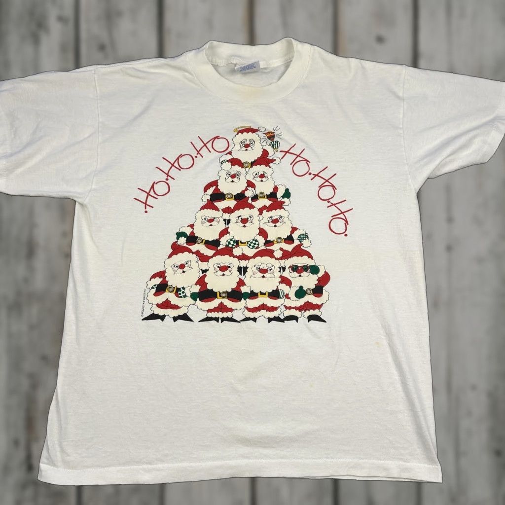 Vintage VINTAGE Santa Ho Ho Ho Shirt Mens Large White 1991 90s Christmas Graphic Print T-Shirt Mens Large White Santa Claus Xmas Vintage Size US L / EU 52-54 / 3 - 1 Thumbnail