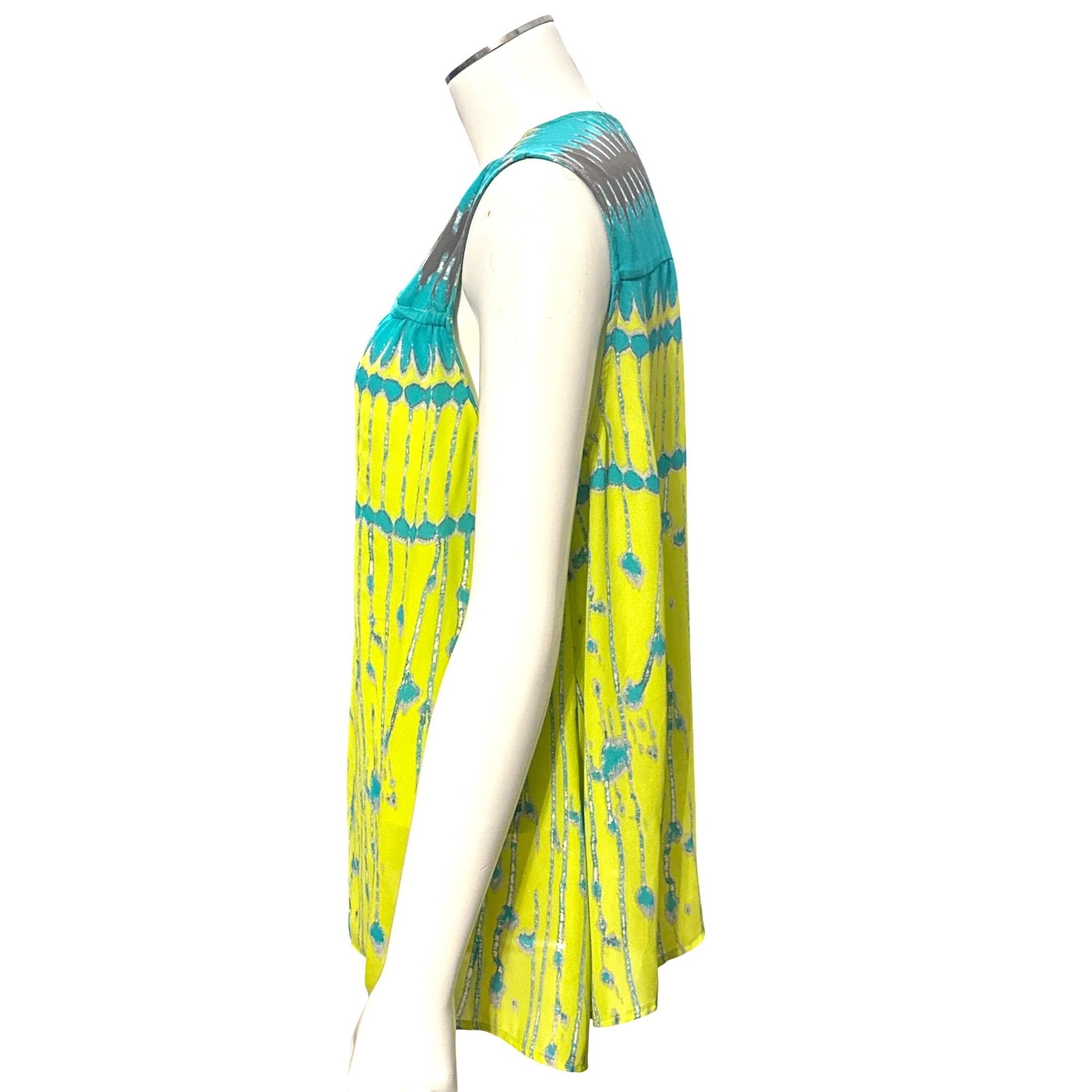Other CCC Electric Lime Green Print Tank Tie Front Abstract Boho B Size M / US 6-8 / IT 42-44 - 3 Thumbnail