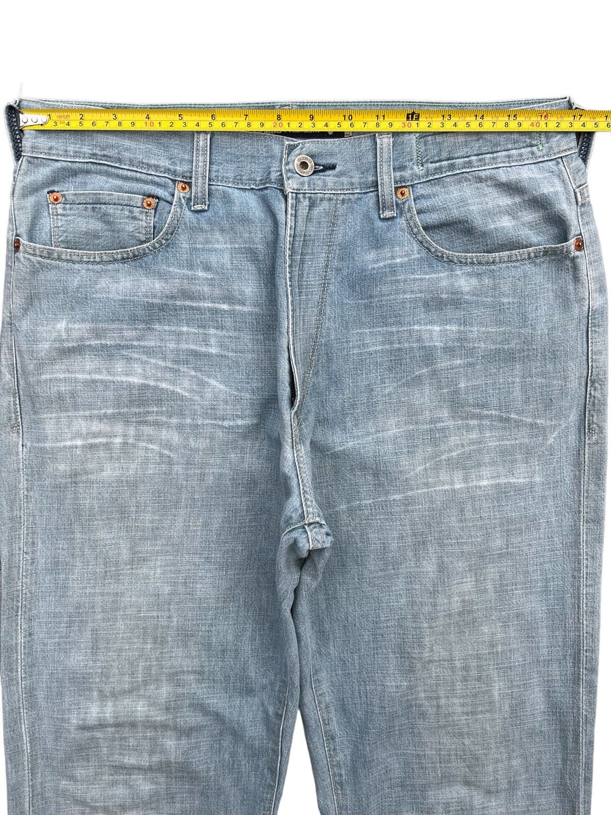 Guess Vintage Y2K Guess Made in Usa Blue Washed Frayed Flare Jeans Size US 34 / EU 50 - 16 Thumbnail