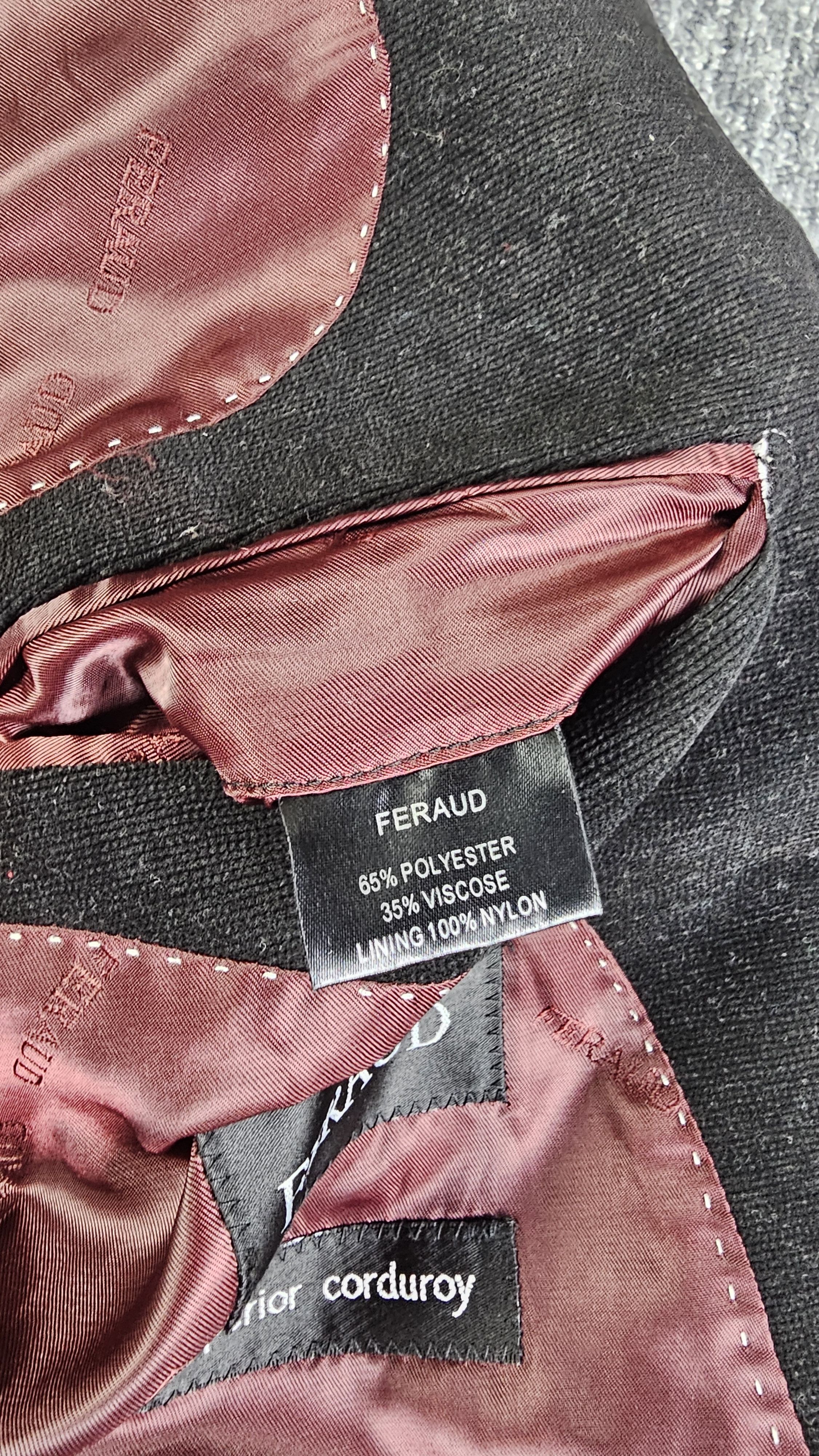 Louis Feraud Feraud Superior Corduroy Blazer Charcoal Sport Coat 42R 90s Size 42R - 7 Thumbnail