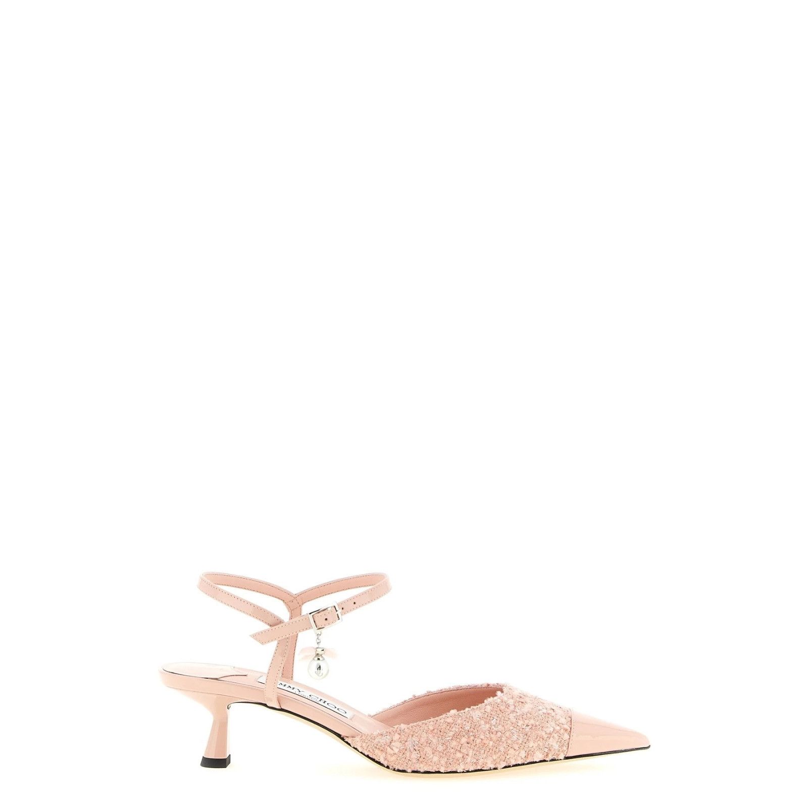 JIMMY CHOO Aren Pink Tweed 45mm Heel Slingback New & Authent