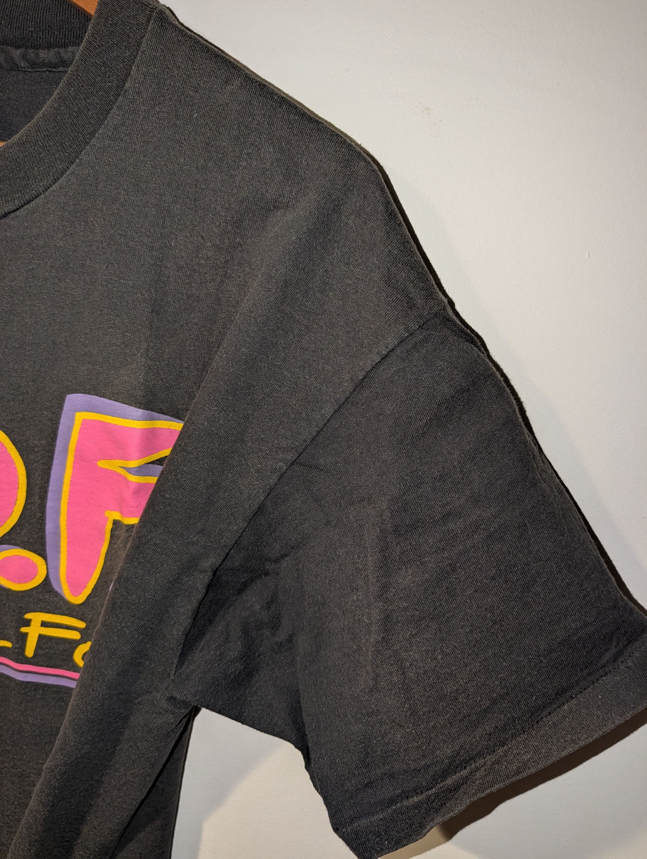 Vintage VTG Funky Old Fox F.O.F. Neon Graphic T-Shirt Anvil Skater Size US XL / EU 56 / 4 - 6 Thumbnail