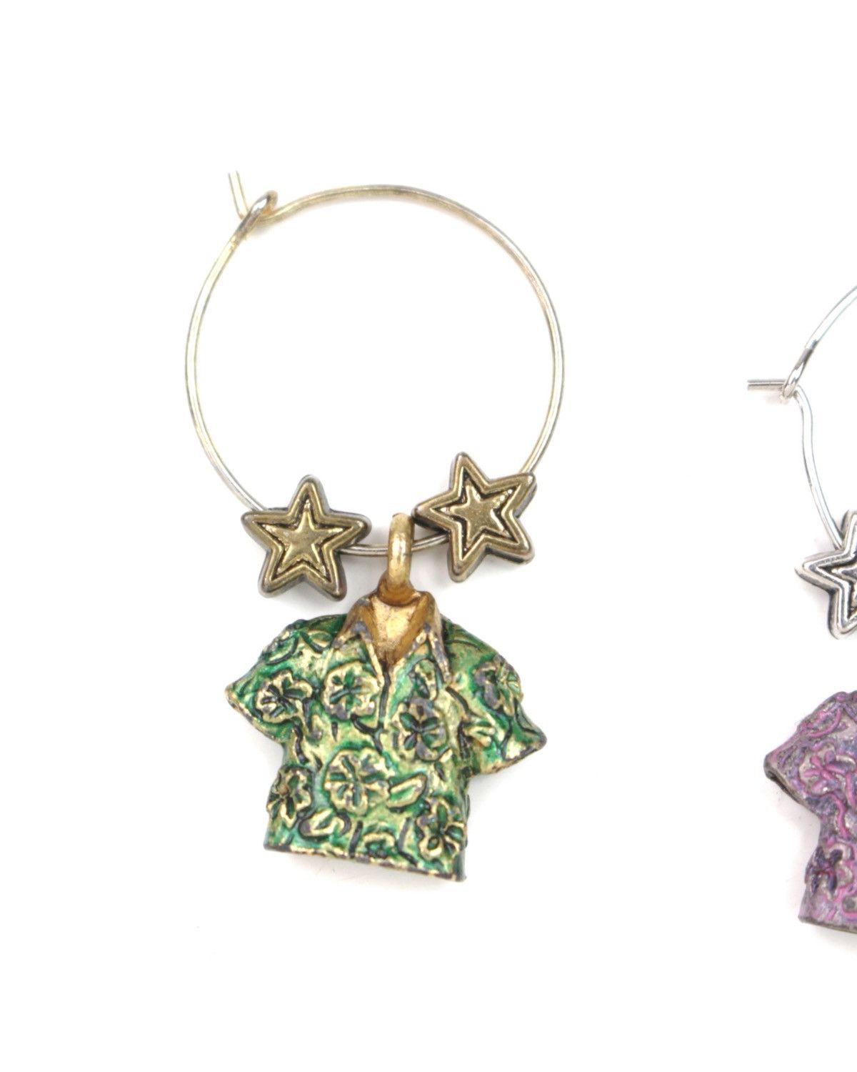 Hysteric Glamour 2000S JAPANESE MADE GREEN & PURPLE ALOHA EARRINGS Size ONE SIZE - 3 Thumbnail