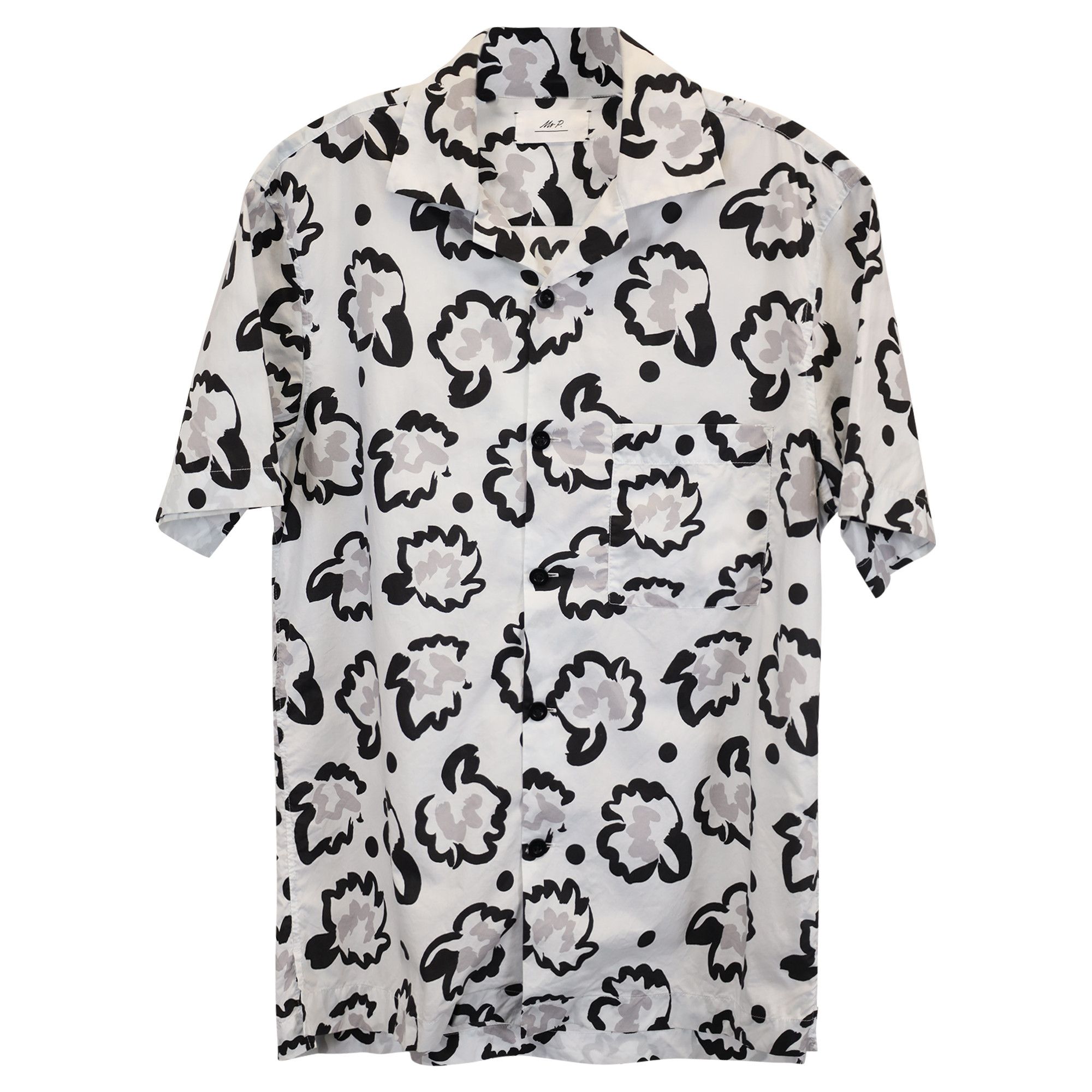 Mr P. Mr. P. Printed Shirt in White Cotton Size US L / EU 52-54 / 3 - 1 Thumbnail