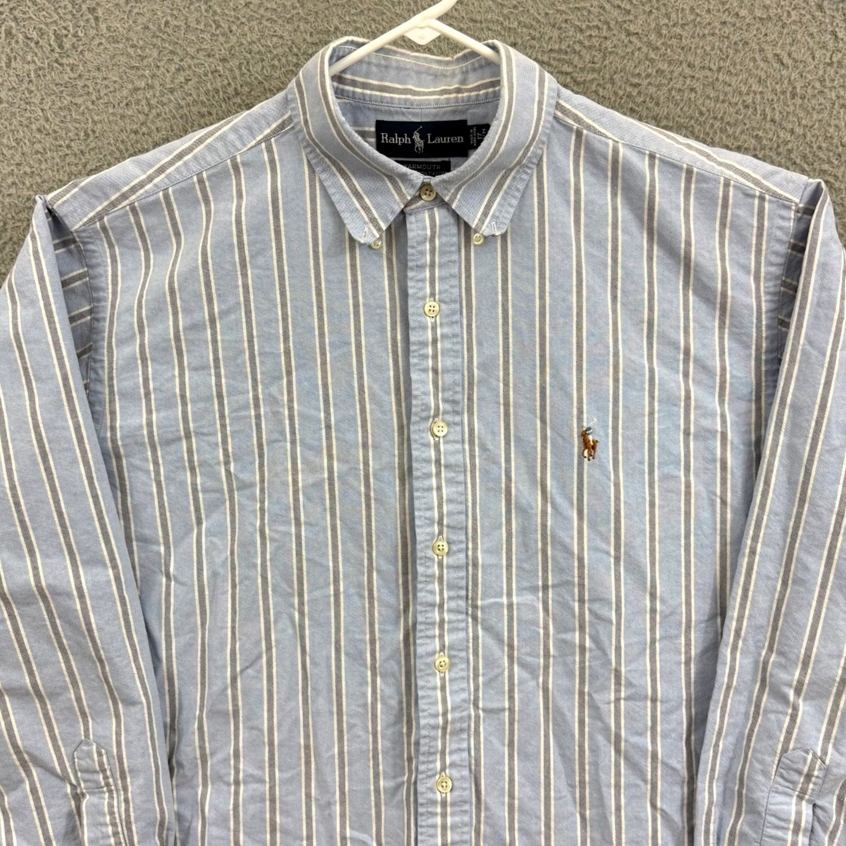 Ralph Lauren Ralph Lauren Yarmouth Shirt Men XL Blue Oxford Stripe Long Sleeve Button Pony Dress Vintage Mens Size US XL / EU 56 / 4 - 3 Thumbnail