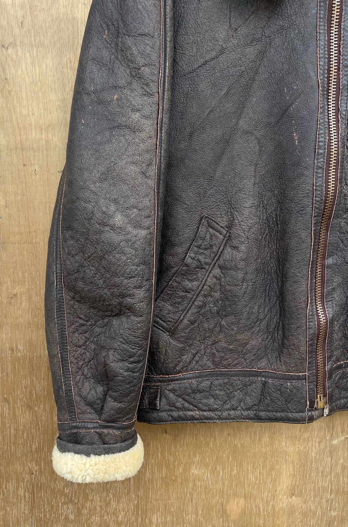 Japanese Brand × Vintage 🔥Vintage Echt Lammfell Sheep Skin Leather Jacket B-3 Style Size US L / EU 52-54 / 3 - 7 Thumbnail