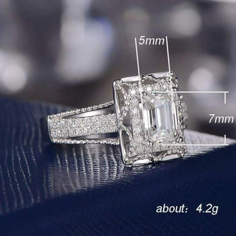 Designer 925 Sterling Silver Square Cut Inlaid Engagement Ring Size ONE SIZE - 2 Thumbnail