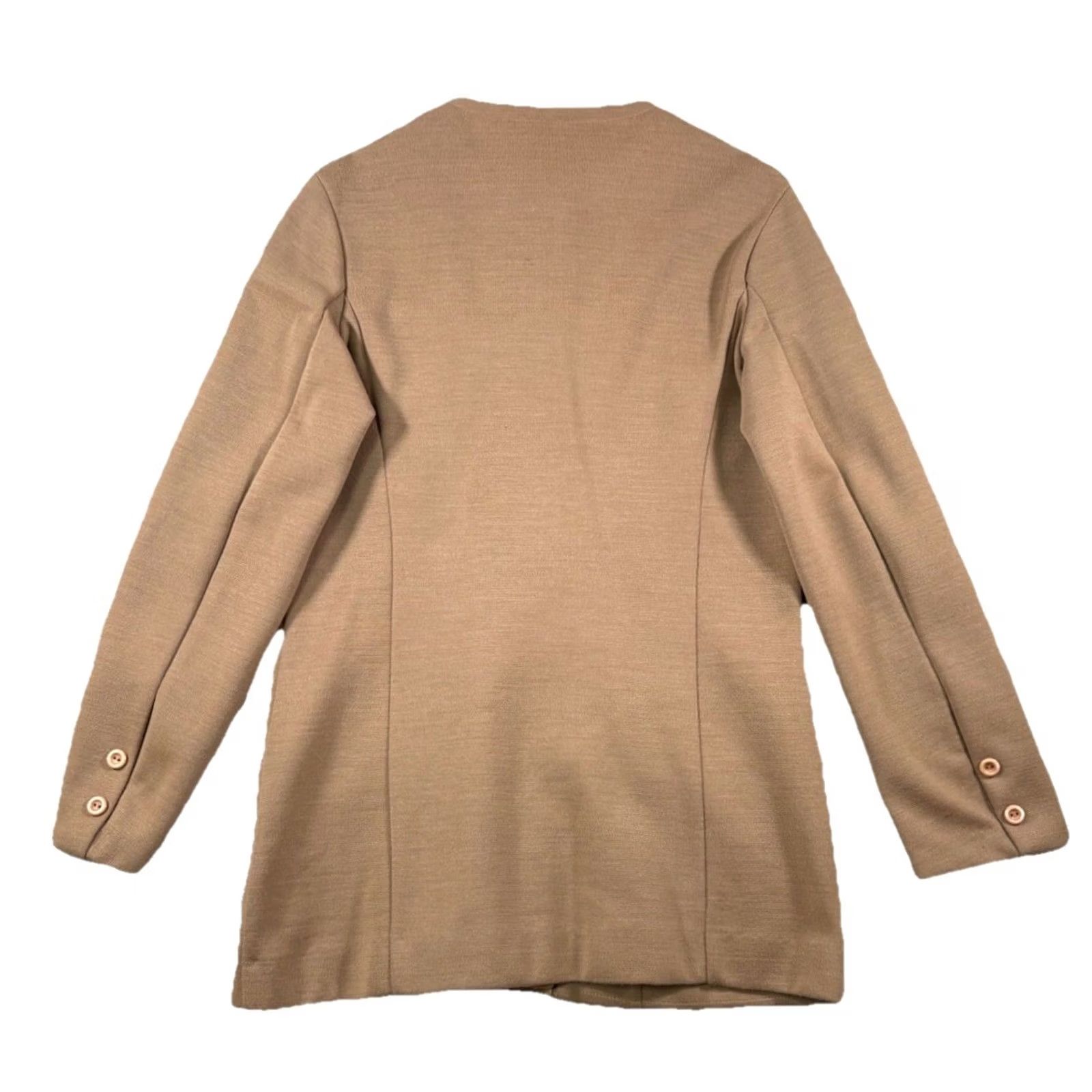 Jantzen VINTAGE Jantzen Blazer Shirt Women 70s Style Collarless Brown Beige Tweed Size 10 Long Sleeve Button Pockets Size L / US 10 / IT 46 - 4 Thumbnail