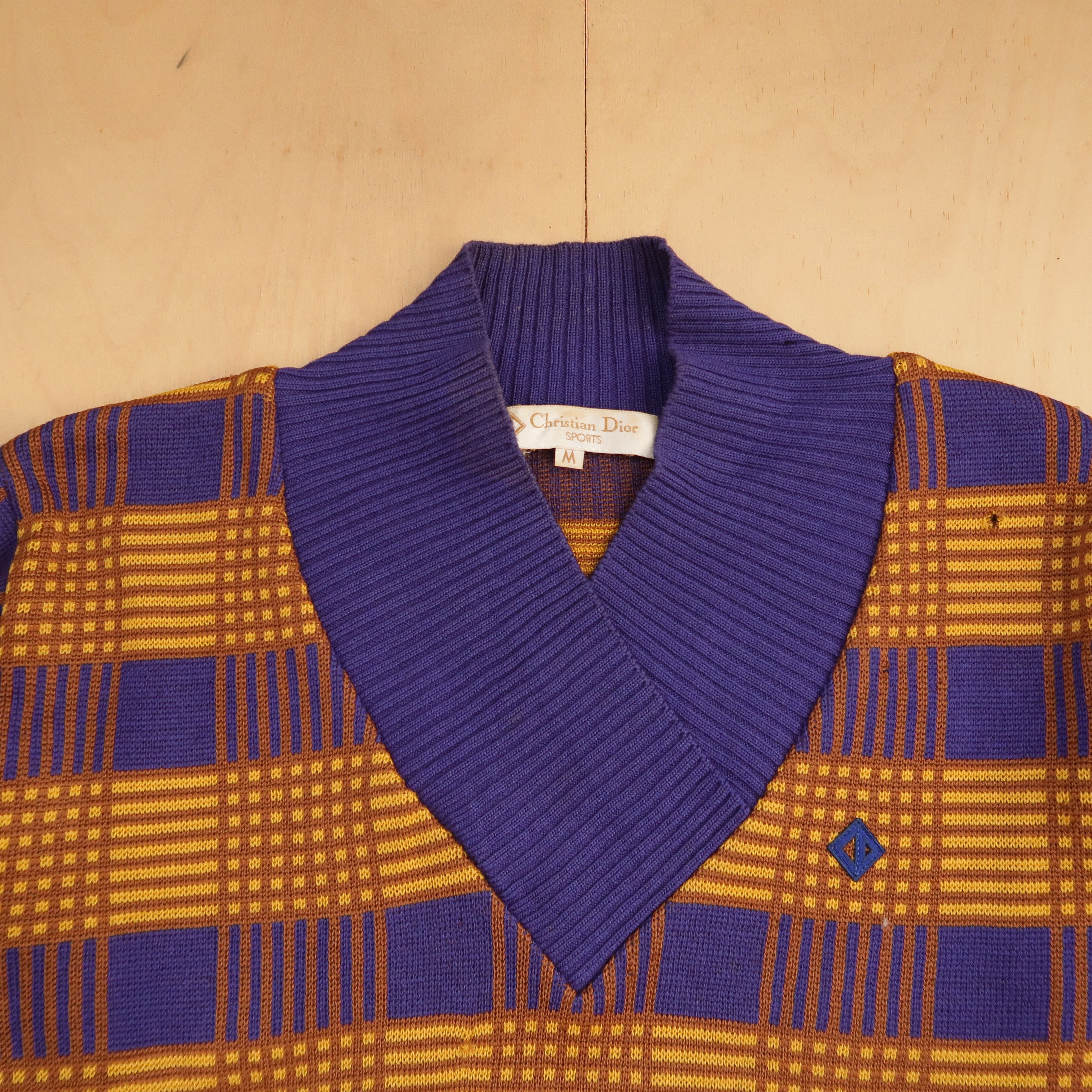 Christian Dior Monsieur Christian Dior Psychedelic Plaid Distressed Knit Sweater Size US S / EU 44-46 / 1 - 3 Thumbnail