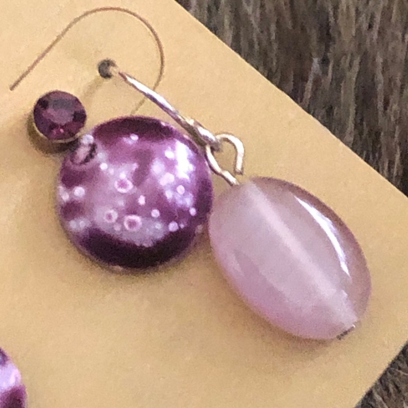 Vintage Vintage set of three purple tone pierced earrings Size ONE SIZE - 4 Thumbnail