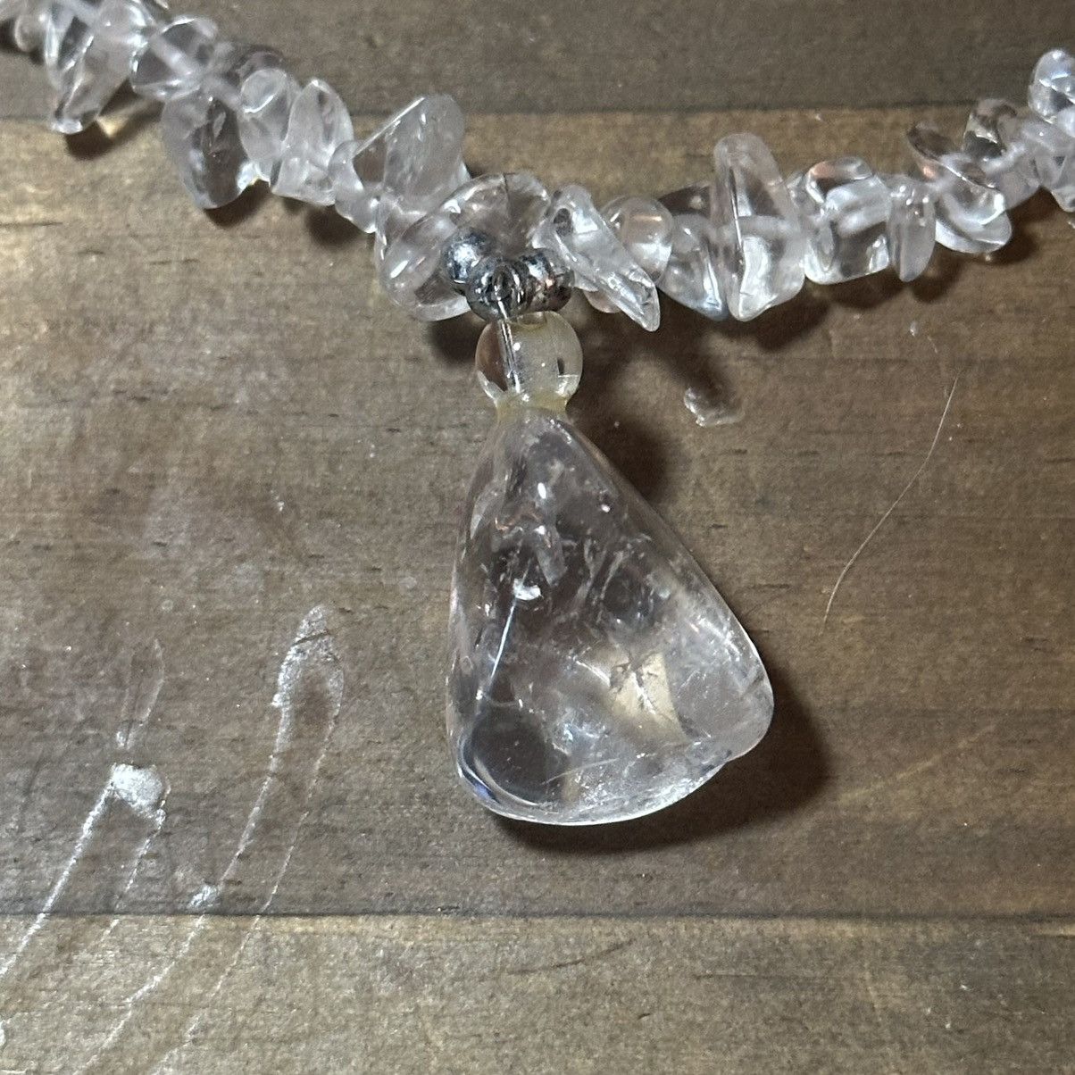 Vintage Vintage clear glass bead chip pendant necklace Size ONE SIZE - 3 Thumbnail