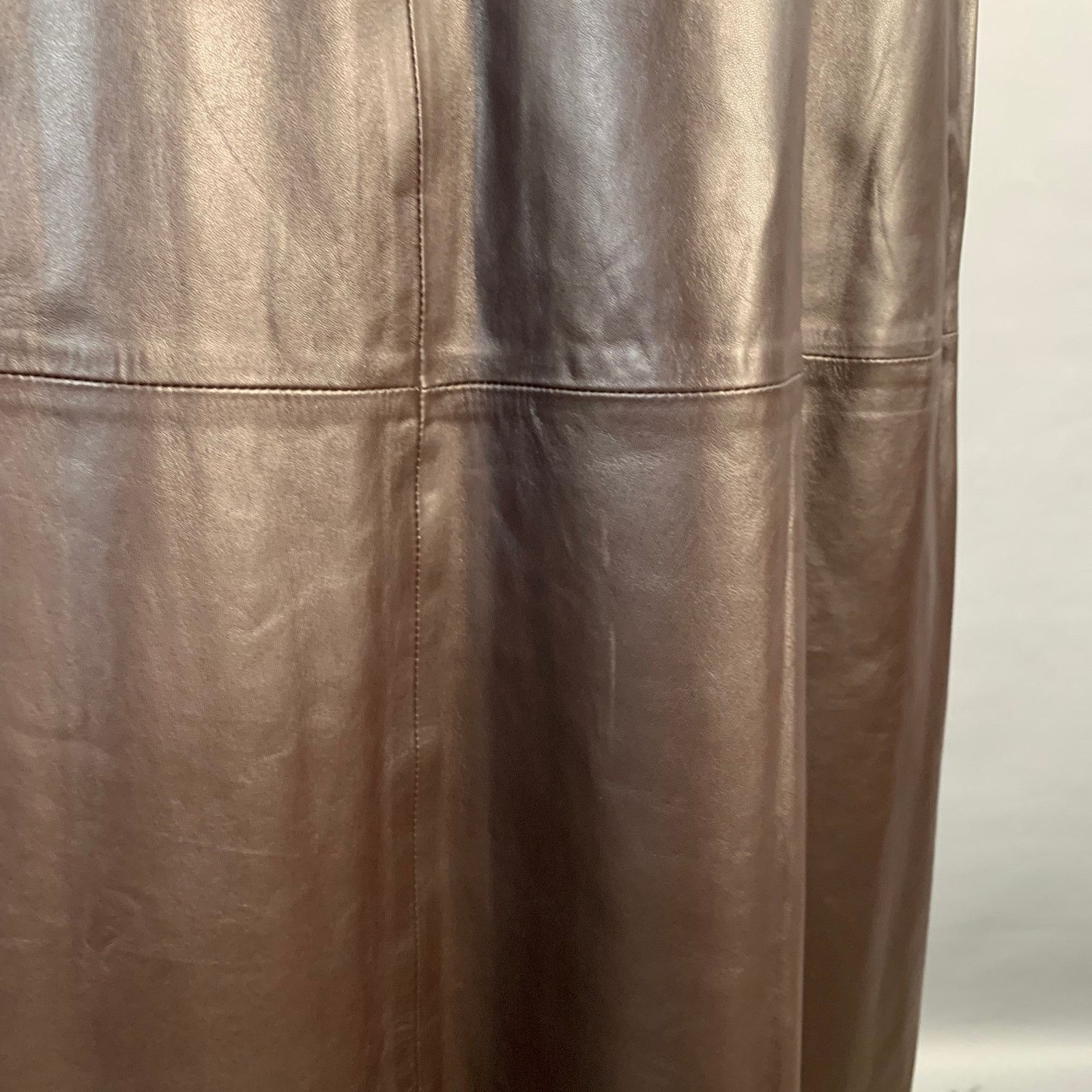 Other IRIS & INK Size 16 Brown Lambskin Leather A-Line Midi Skirt Size 38" / US 16 / IT 52 - 3 Thumbnail