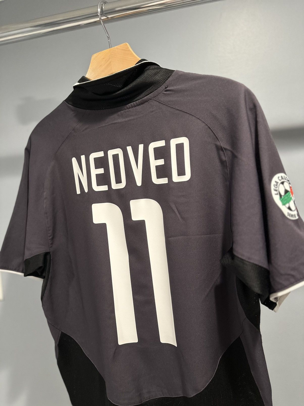 image of Nike x Soccer Jersey Juventus Pavel Nedved 2003/04 Away Kit Soccer Jersey in Black (Size Small)