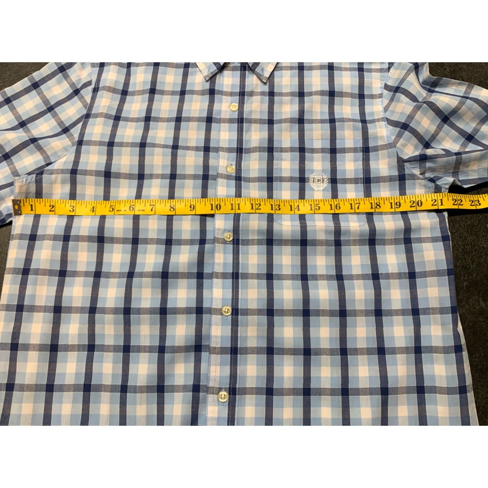 Chaps Chaps Men's M Blue Plaid Short Sleeve Button-Up Shirt Easy Care Classic Retro Grunge Size US M / EU 48-50 / 2 - 7 Thumbnail