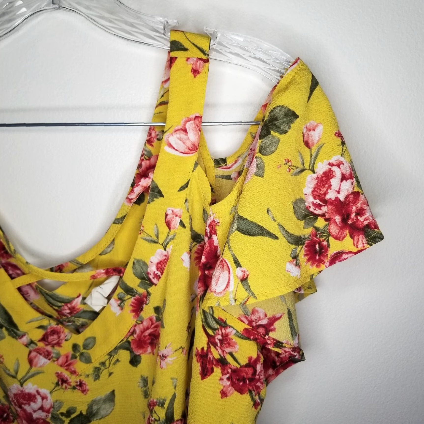 Vintage VINTAGE Flower & Feather Blouse Women Open Shoulder Floral Yellow XL 1XL Women’s Shirt Blouse Floral 1XL Size XL / US 12-14 / IT 48-50 - 3 Thumbnail