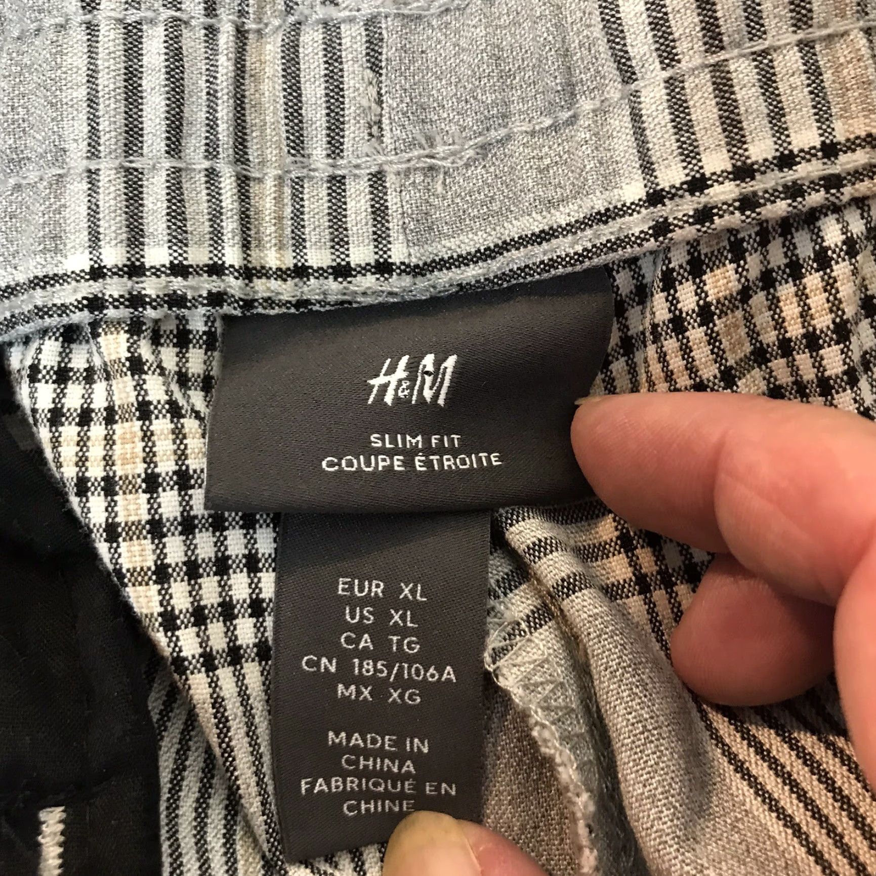 H&M H&M Pants Plaid Knit Slim Drawstring Pockets Elastic Waist Women XL Gray Black White Beige Modern Womens Size 40" / US 18 - 4 Thumbnail