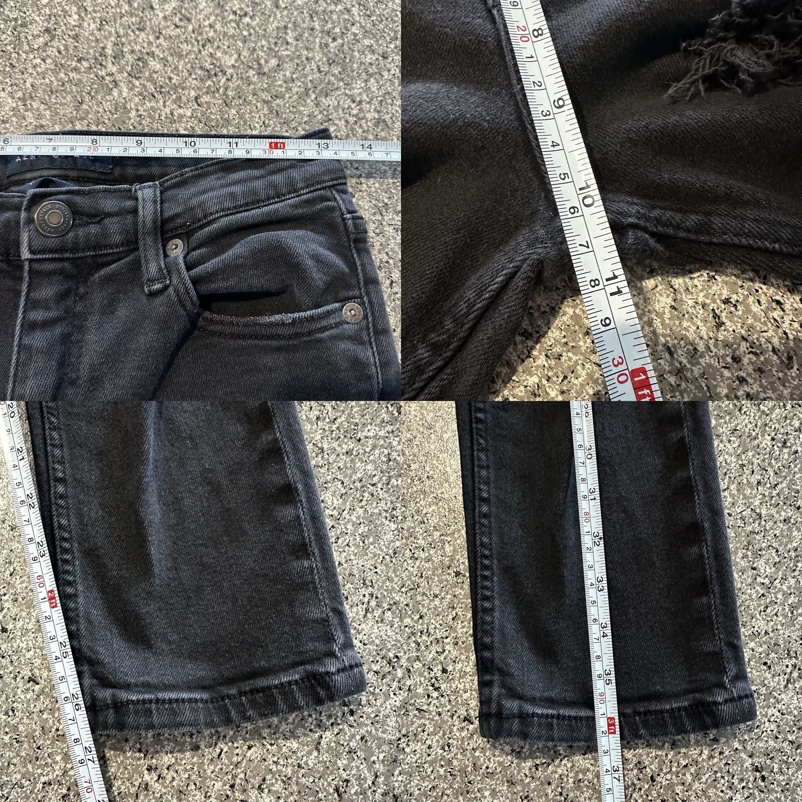 Vintage Aérópostale Jeans Women's 4 R 26x27 High Rise Mom Distressed Relaxed Black Jeans Size 26" / US 2 / IT 38 - 8 Thumbnail