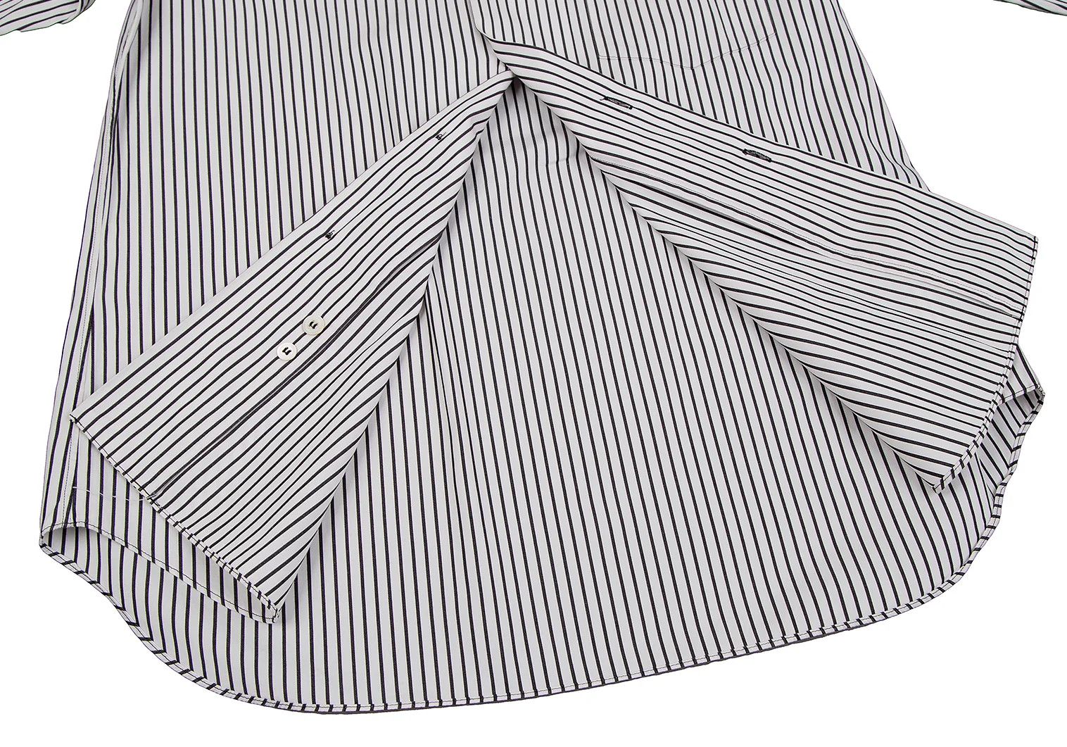 Comme des Garcons Homme Plus Striped Frill Decor Shirt in Black and White, Size XS Size US XS / EU 42 / 0 - 12 Thumbnail