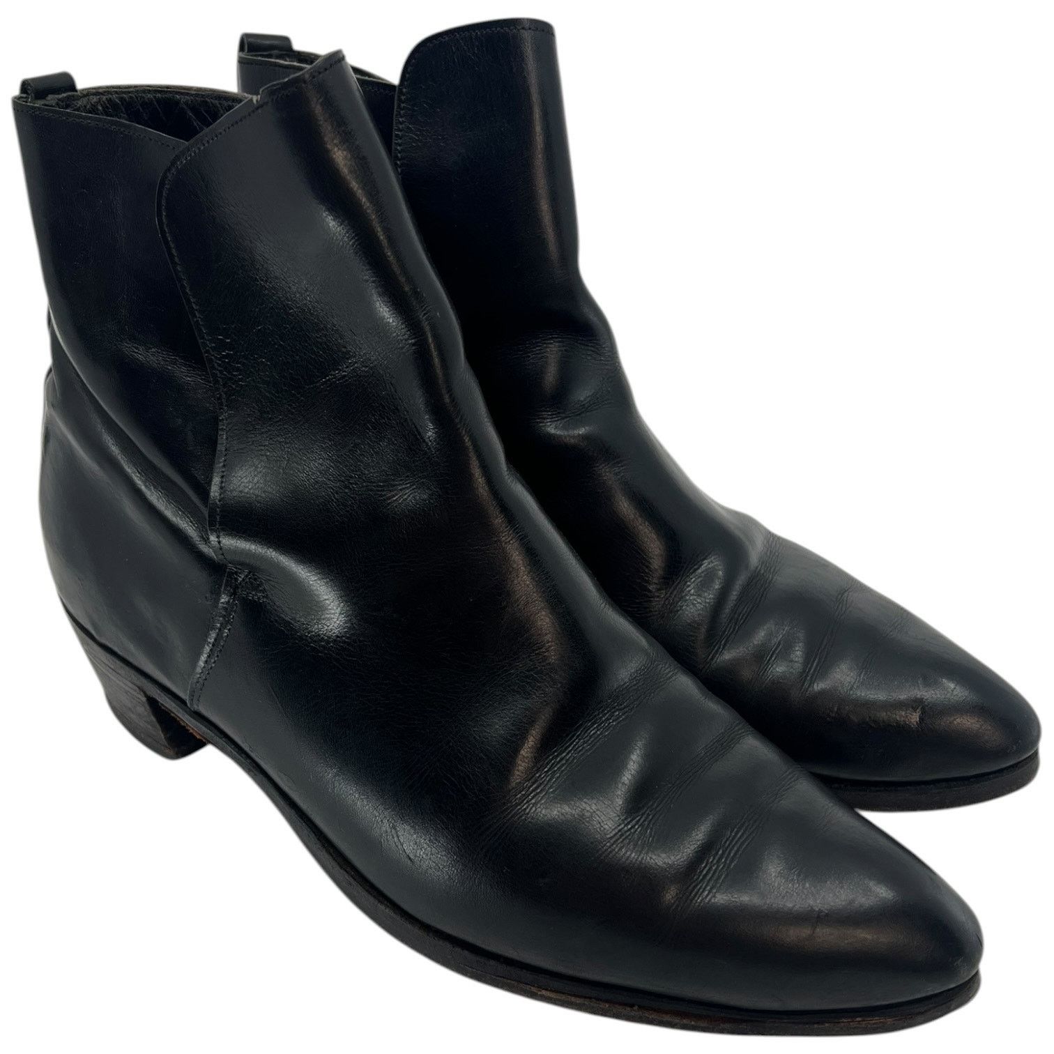 Vintage Vintage Handmade Black Leather Pull On Ankle Boots Spain 7D Size US 7 / EU 40 - 1 Thumbnail