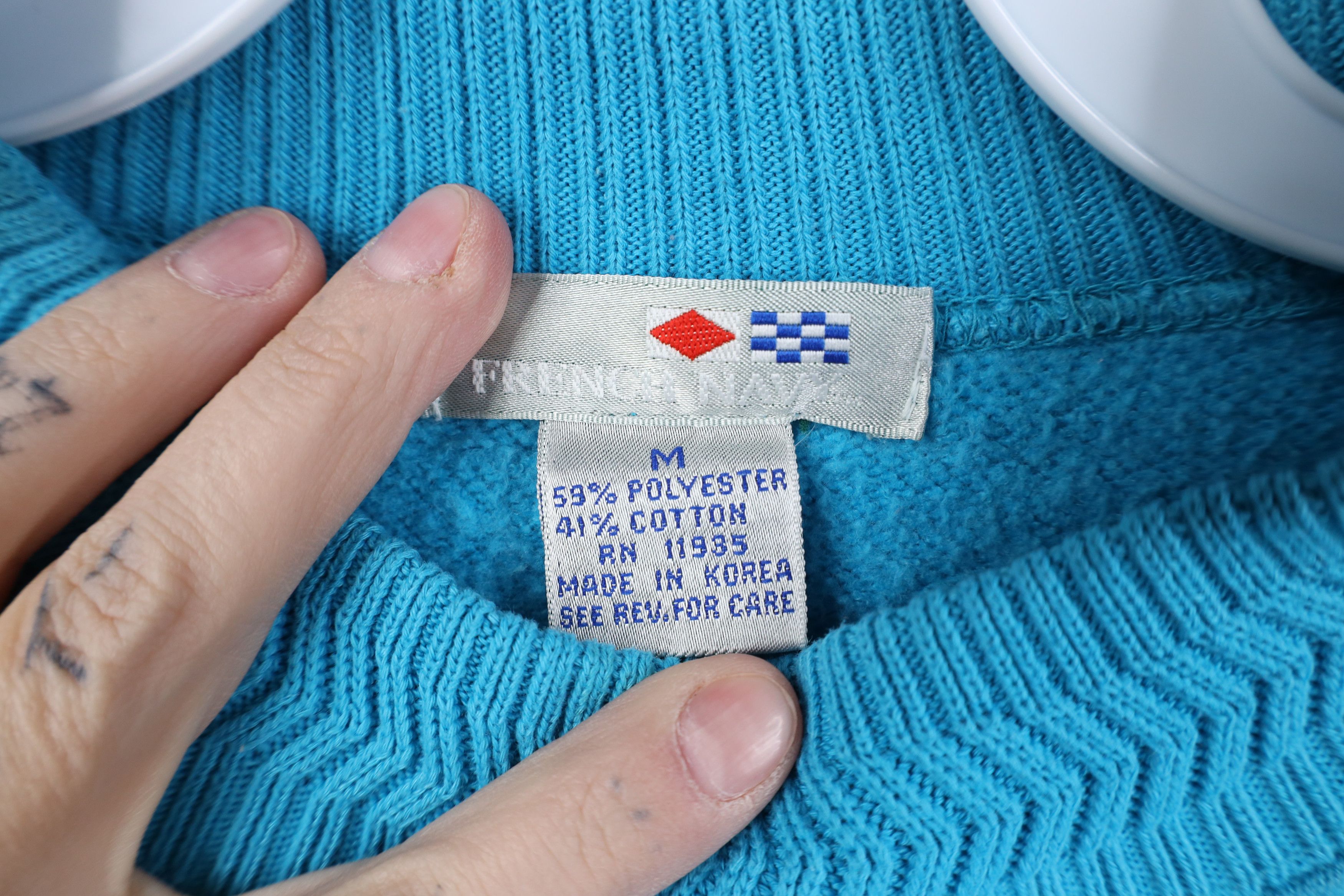 Vintage Vintage 90s Streetwear Blank Mock Neck Sweatshirt Blue Size M / US 6-8 / IT 42-44 - 7 Thumbnail
