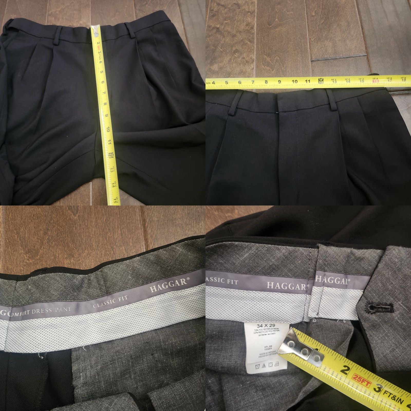 Haggar Haggar Premium Comfort Dress Pants Mens 32x29 Black Pleated Classic Fit Pants Regular 5-Pocket Solid Dress Pants Mens Size US 32 / EU 48 - 9 Thumbnail