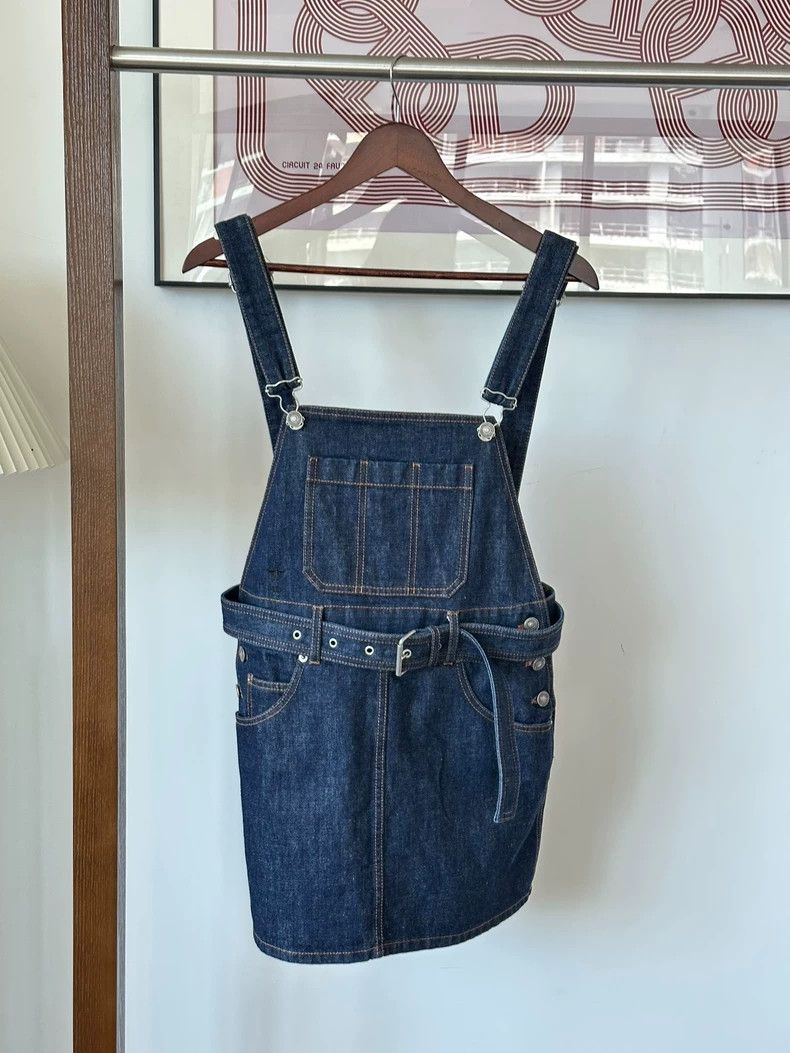 Dior Dior Blue little bee embroidered denim strap skirt Size XS / US 0-2 / IT 36-38 - 1 Thumbnail