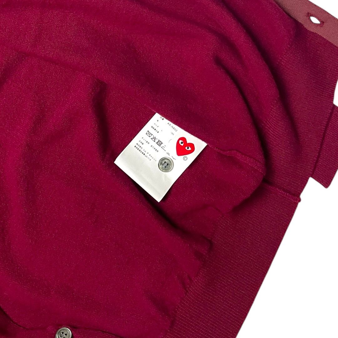 Comme des Garcons Comme des Garçons Play Red Heart Cardigan Burgundy Size M / US 6-8 / IT 42-44 - 4 Thumbnail