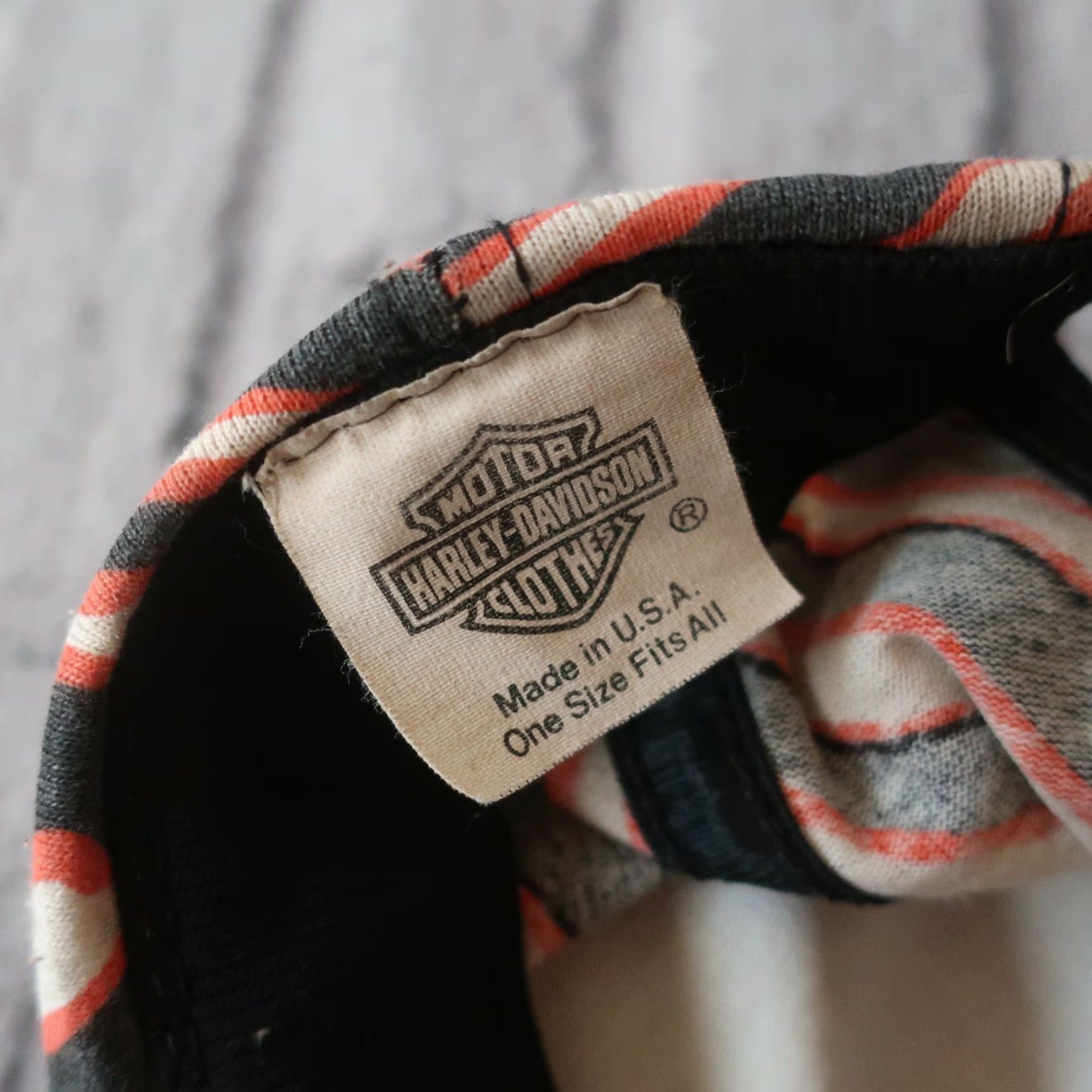 Harley Davidson VINTAGE Harley-Davidson Stripe Snapback Hat Cap Adjustable Men Black / Orange Striped USA 80s Hat Mens Size ONE SIZE - 5 Thumbnail