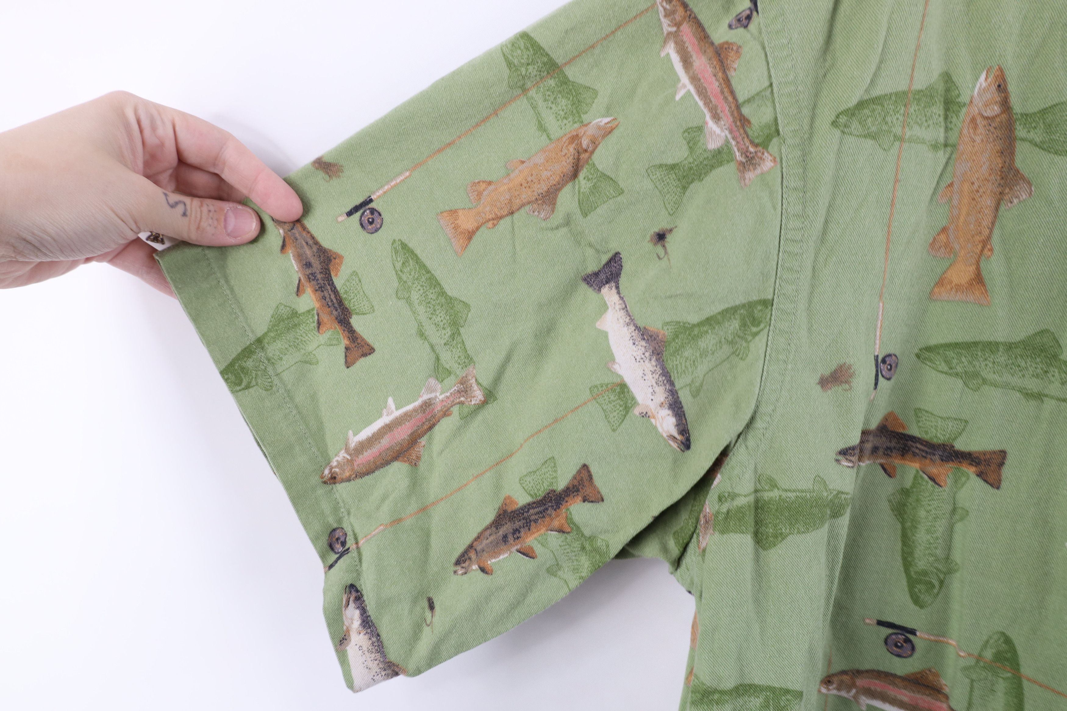 Columbia × Vintage Vintage Columbia Fishing Print Short Sleeve Button Shirt Size US L / EU 52-54 / 3 - 7 Thumbnail