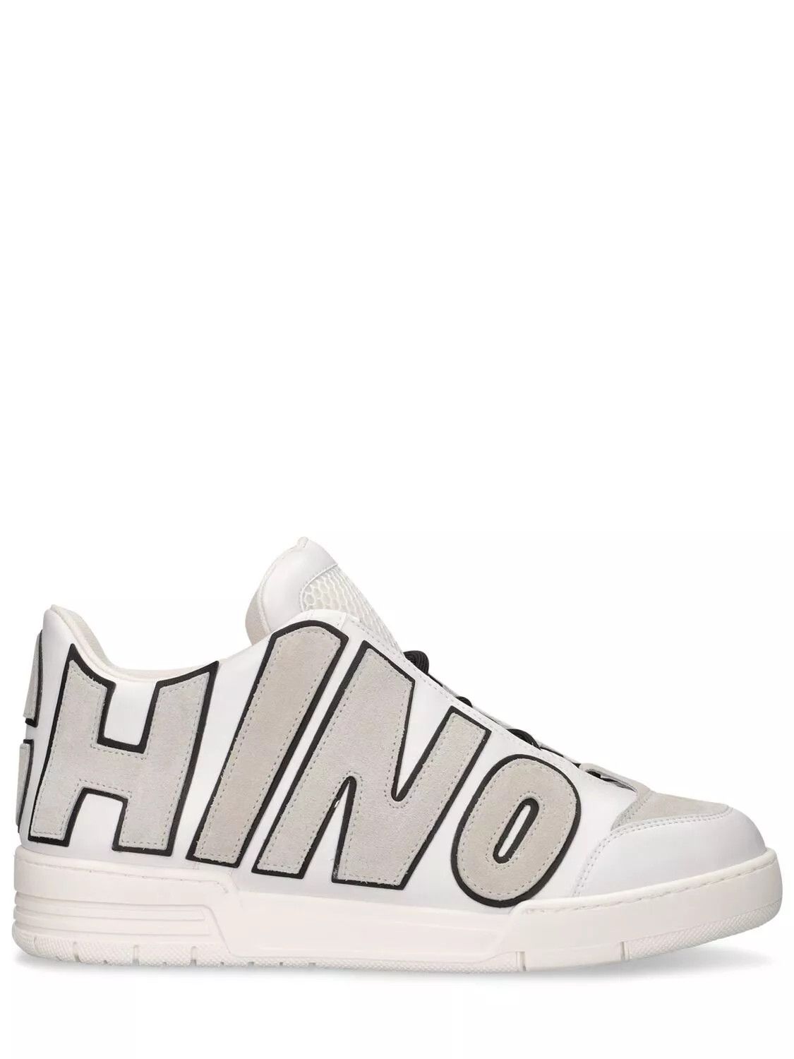 MOSCHINO Men's White Leather High Top Sneakers New