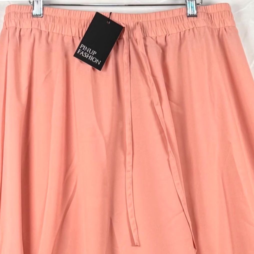 Vintage VINTAGE? No. Dreamy Pastel Peach Boho Tiered Maxi Skirt Elastic Waist High Waisted XL Cottage Size 40" / US 18 - 2 Thumbnail