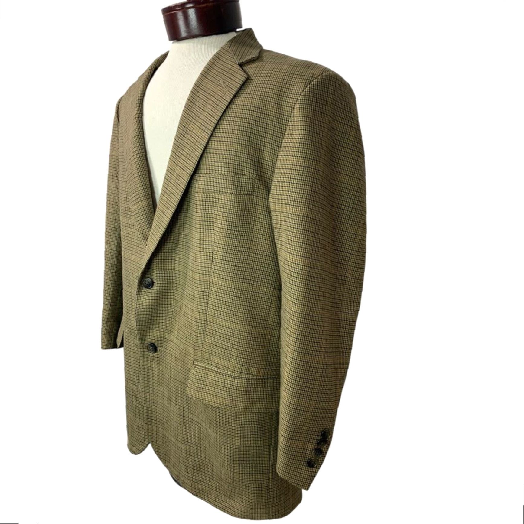 Joseph VINTAGE Joseph & Feiss 2 Button Mens Sport Coat Jacket Brown Houndstooth 44S 44 Short Regular Men Size US 44 / EU 60 - 3 Thumbnail