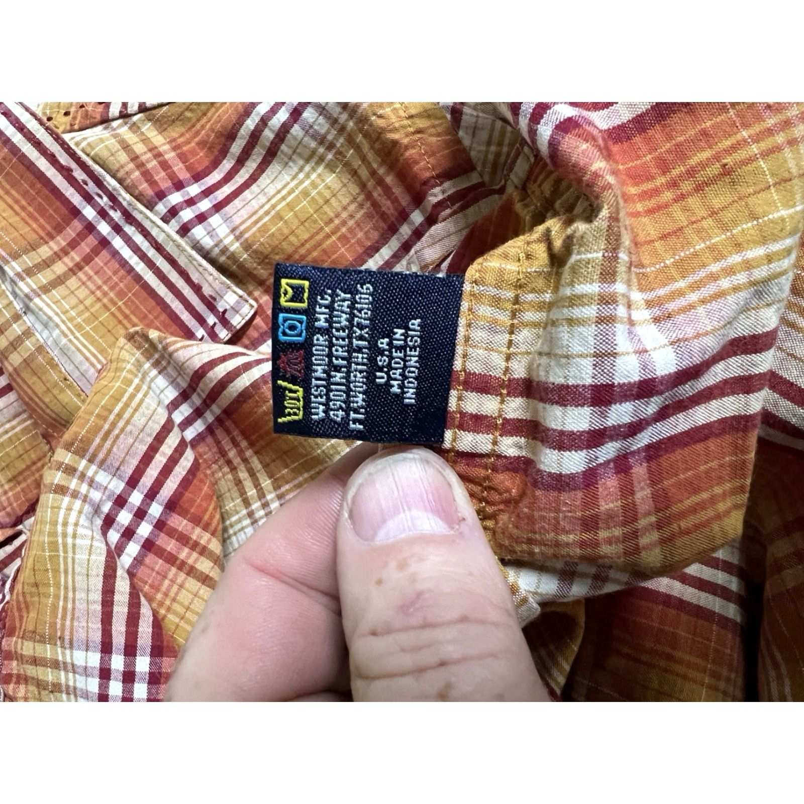 Vintage Rough Stock WOMEN'S Western Snap Shirt M Orange Slim Plaid Long Sleeve Button-Up with Pockets Vintage: No Size M / US 6-8 / IT 42-44 - 4 Thumbnail