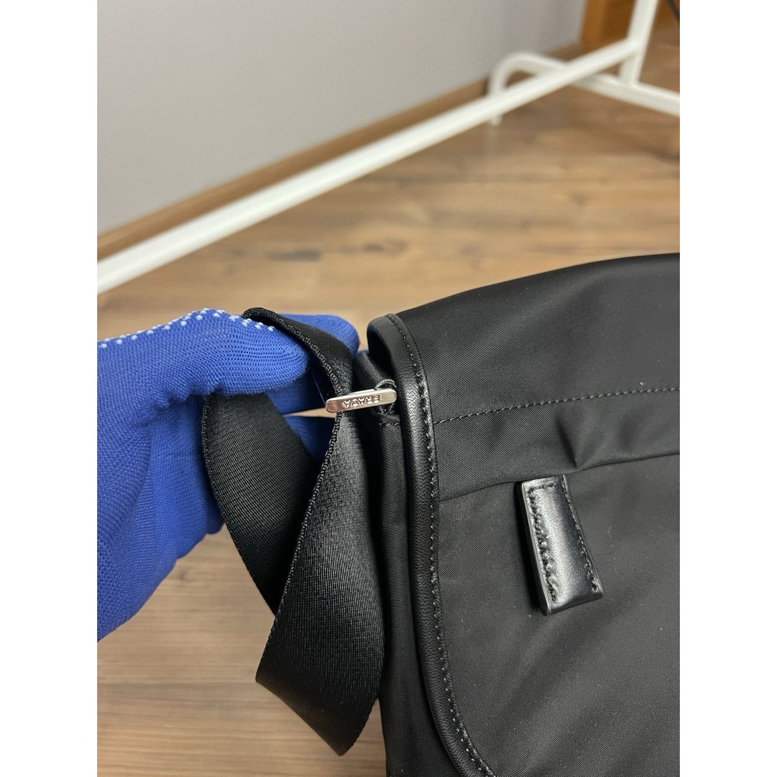 Prada MINT! Prada Triangle Logo Re-Nylon Saffiano Crossbody Bag Bl Size ONE SIZE - 8 Thumbnail