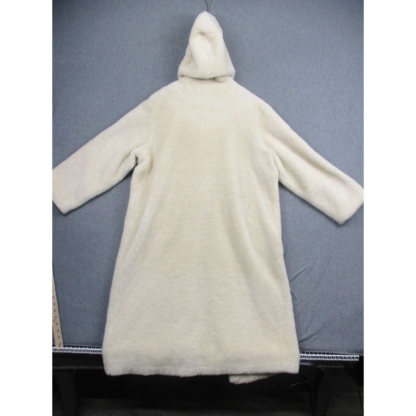 Vintage Cote Femme Coat Womens L White Hooded Faux Fur Long Teddy Full Length Warm Size L / US 10 / IT 46 - 4 Thumbnail