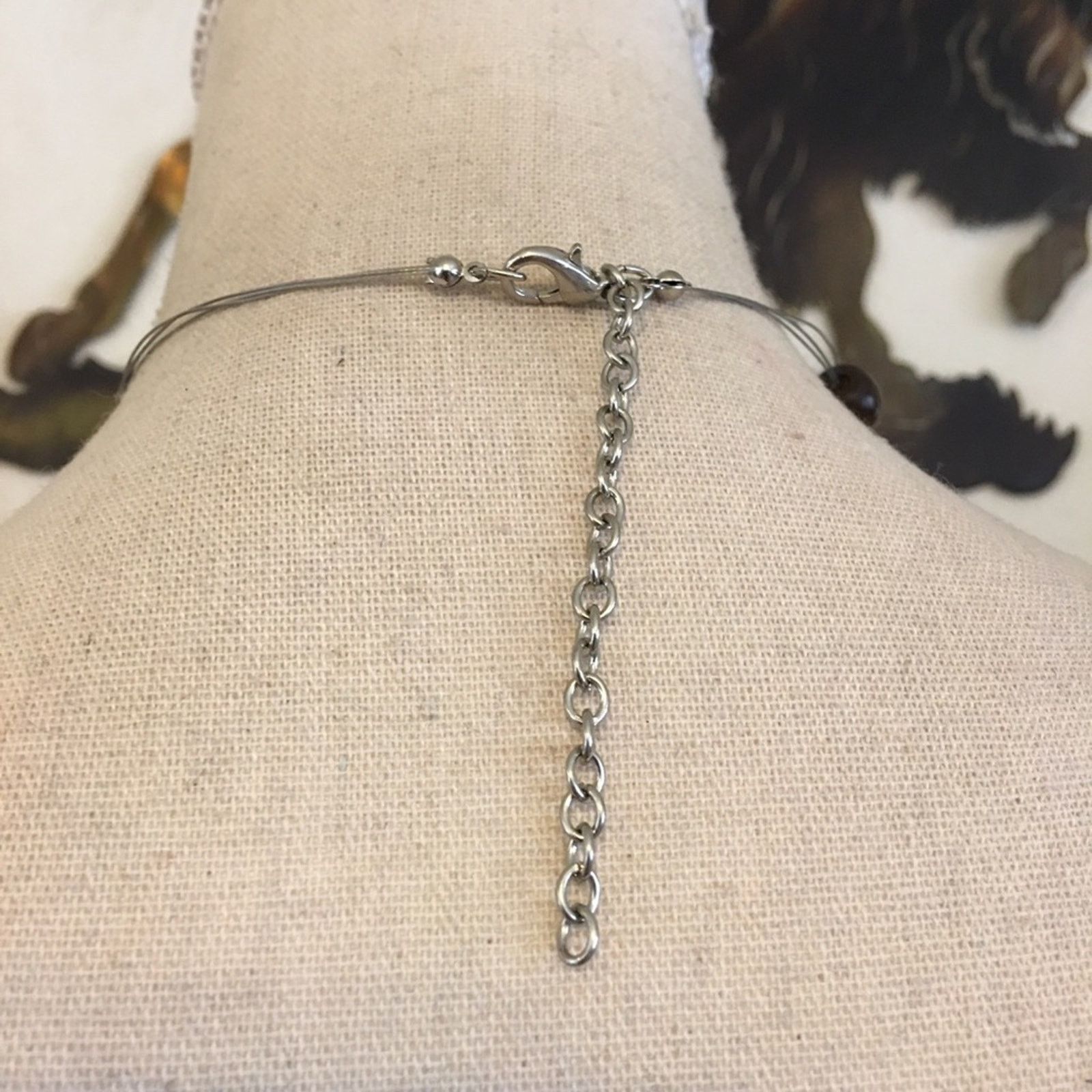 Jewelry Glass and wood floating bead fish line necklace Size ONE SIZE - 5 Thumbnail