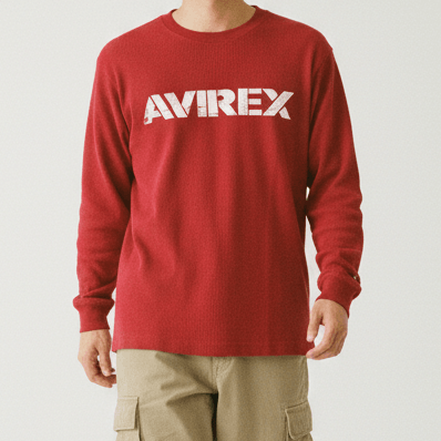 Vintage Avirex Long Sleeve Shirt Big Logo Red Version