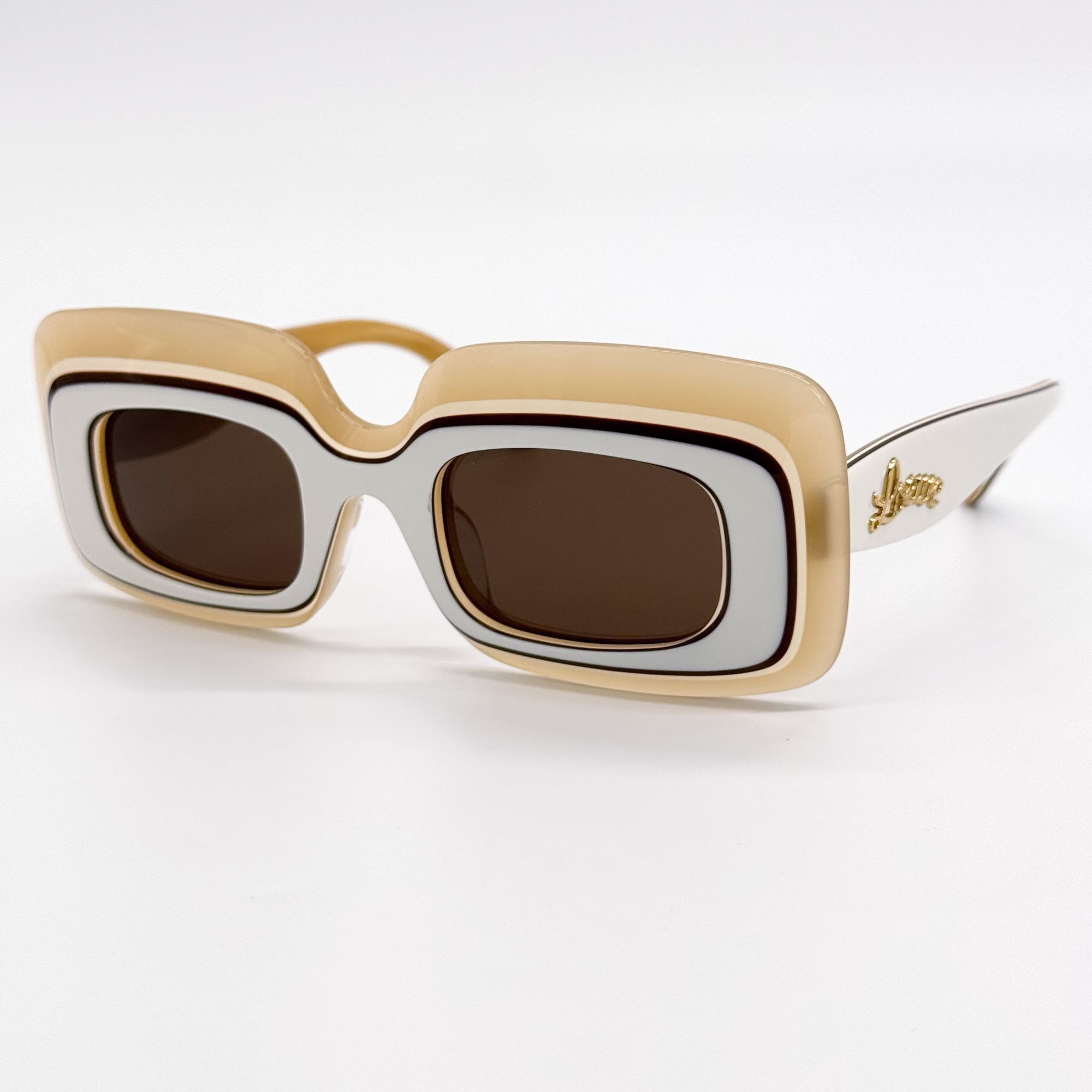 NEW LW40139U 25E, LOEWE SUNGLASSES SQUARE WHITE CREAM EYEWEA