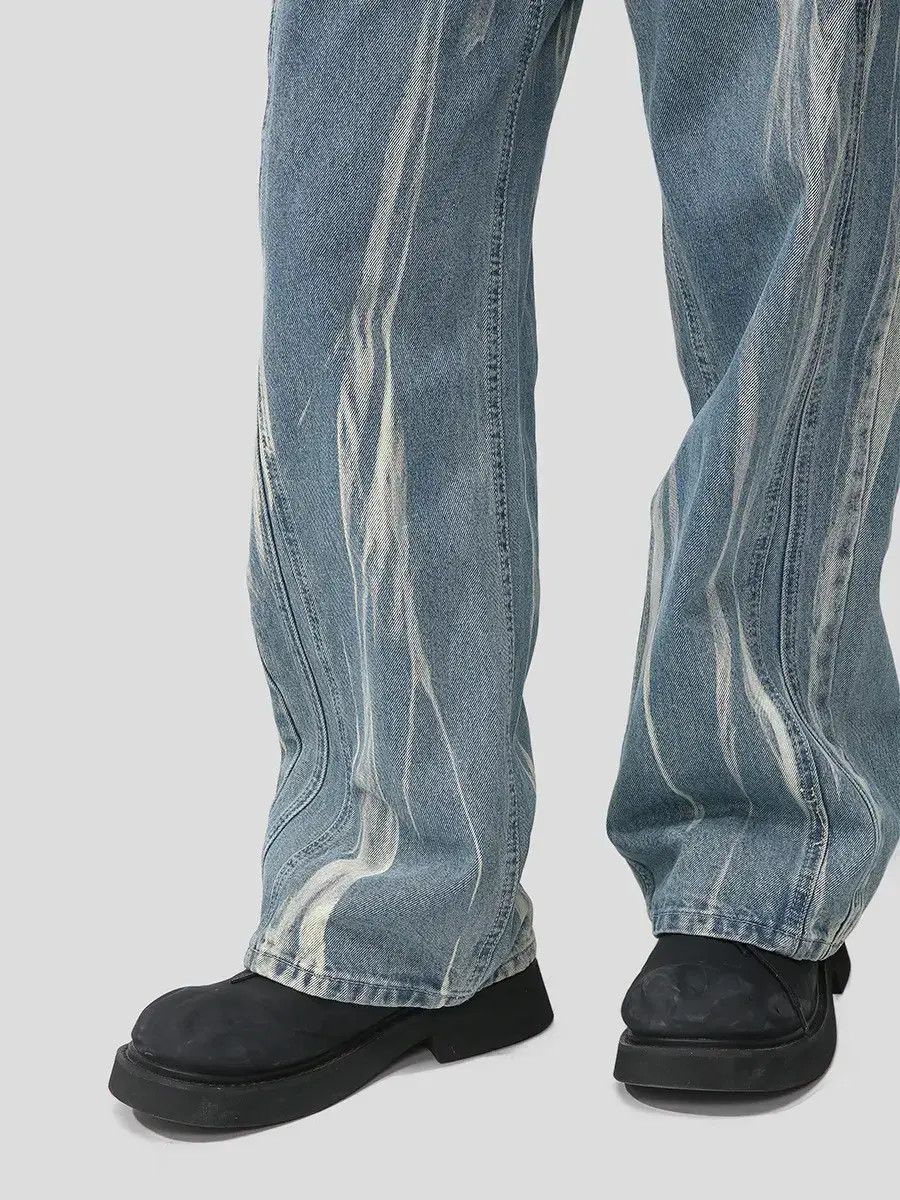 Japanese Brand Retro loose washed tie dye jeans Size US 32 / EU 48 - 5 Thumbnail