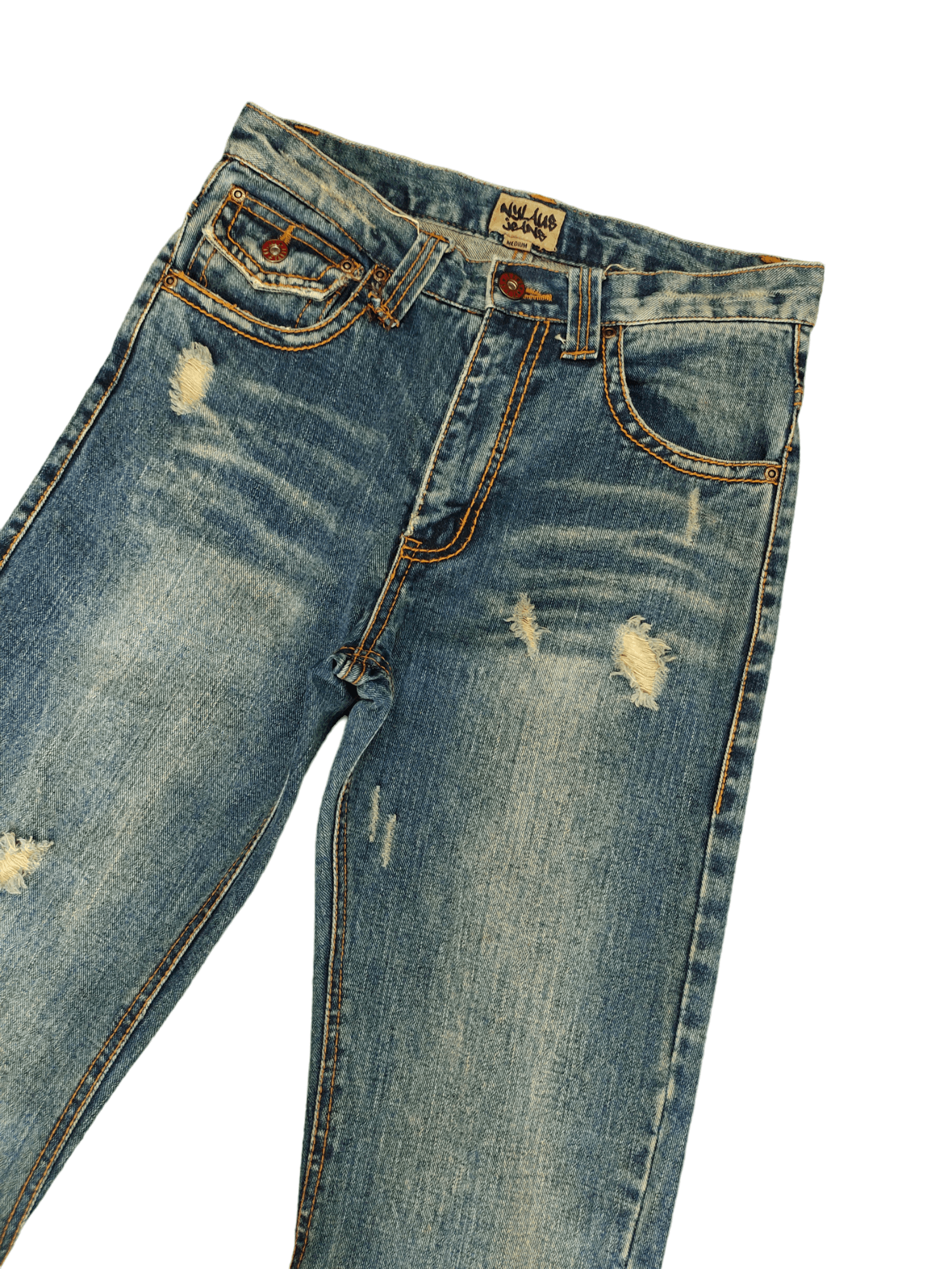 If Six Was Nine Flare Jeans Nylaus Distress Embroidered Denim Bootcut Mudmax Size US 30 / EU 46 - 4 Thumbnail
