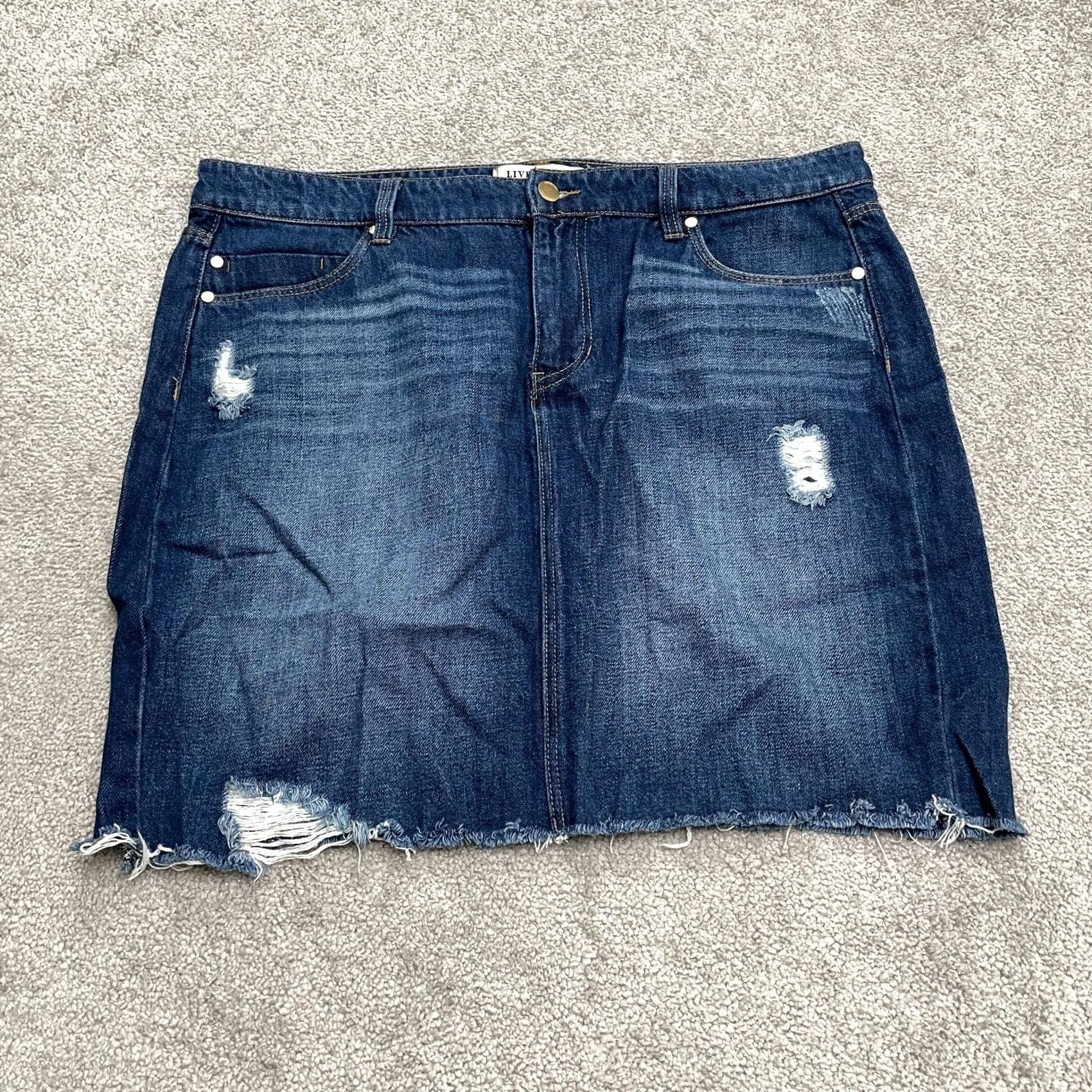 Denime Liverpool Denim Mini Skirt Womens 14/32 Blue Cotton Casual Streetwear Short Size 36" / US 14 / IT 50 - 2 Thumbnail