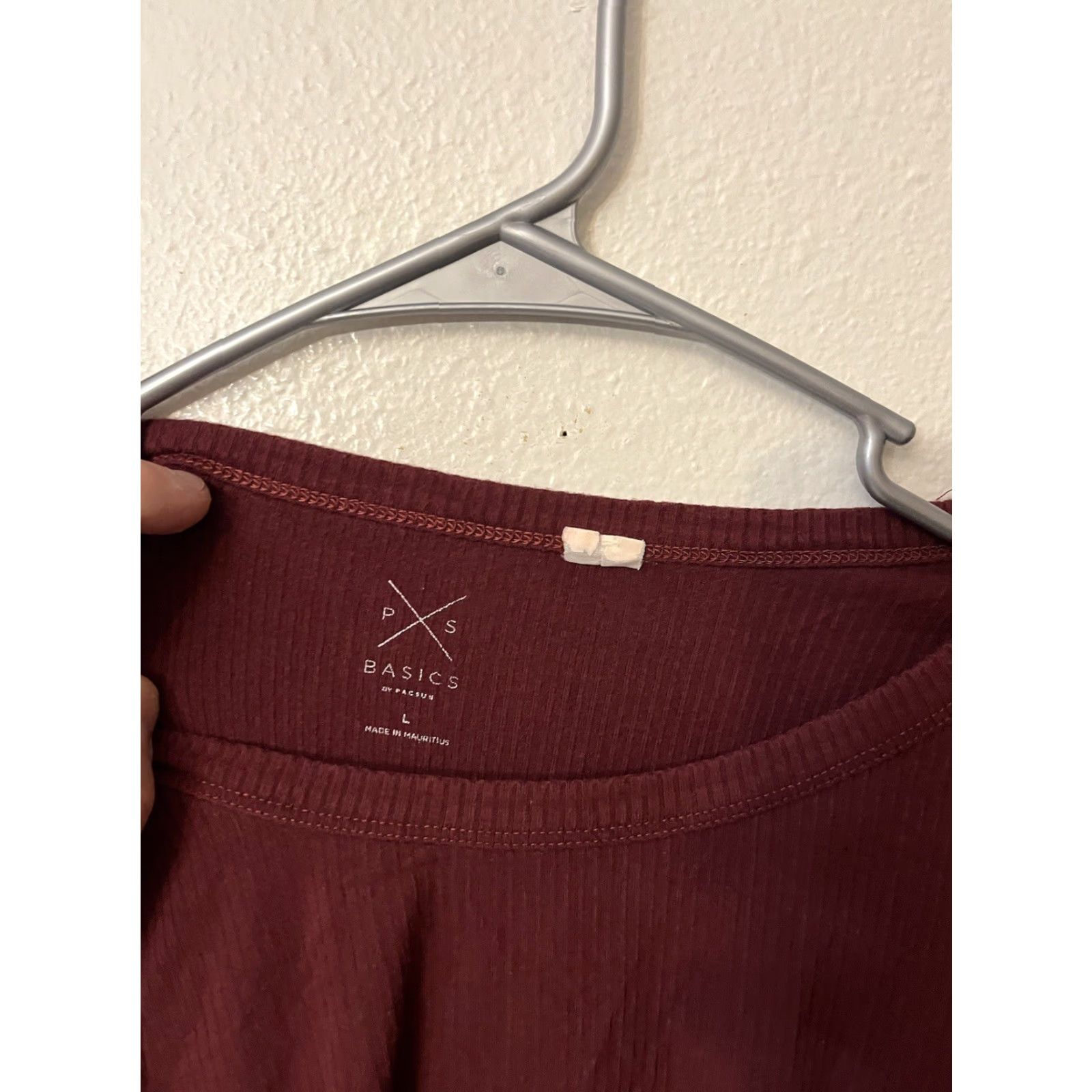 Pacsun Pacsun Cropped Long Sleeve Women's L Casual Red Waffle Knit School PacSun Shirt Shirt Size S / US 4 / IT 40 - 2 Thumbnail
